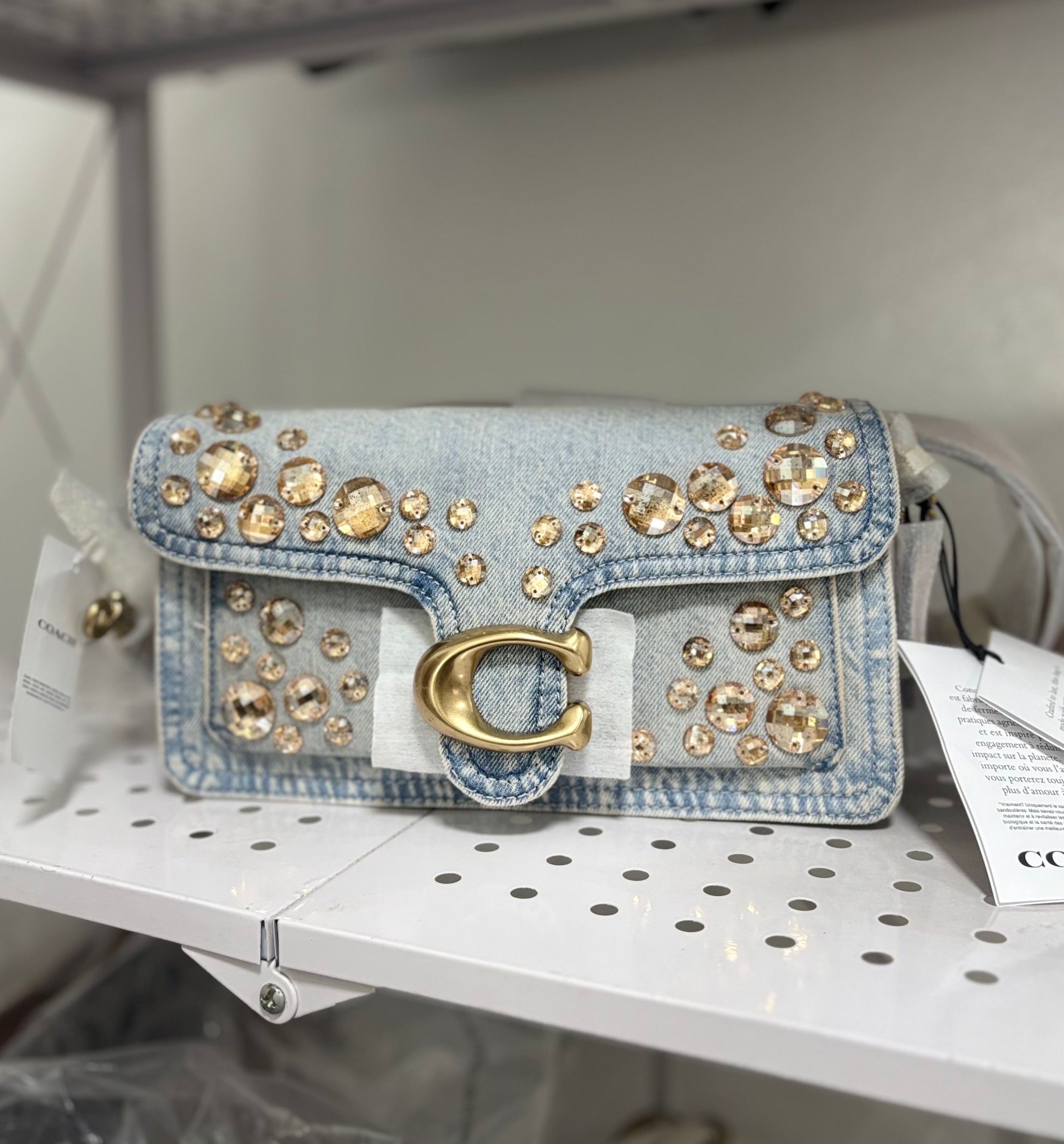COACH Tabby Denim Shoulder Bag 26 With Crystal