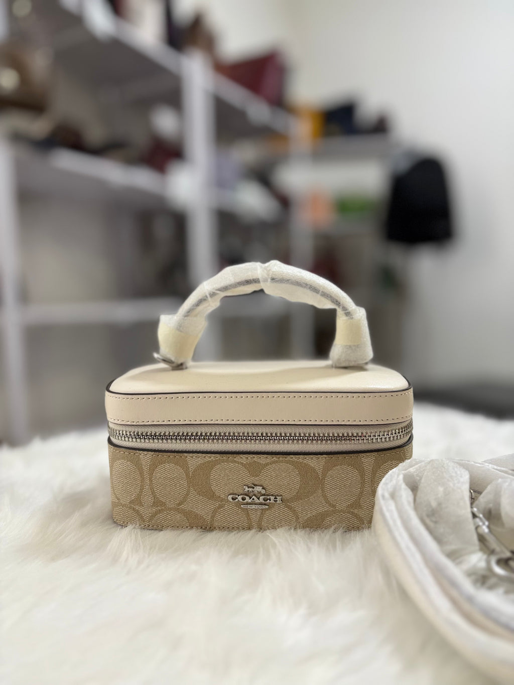 COACH Train Case Crossbody -  Chalk/Khaki Signature