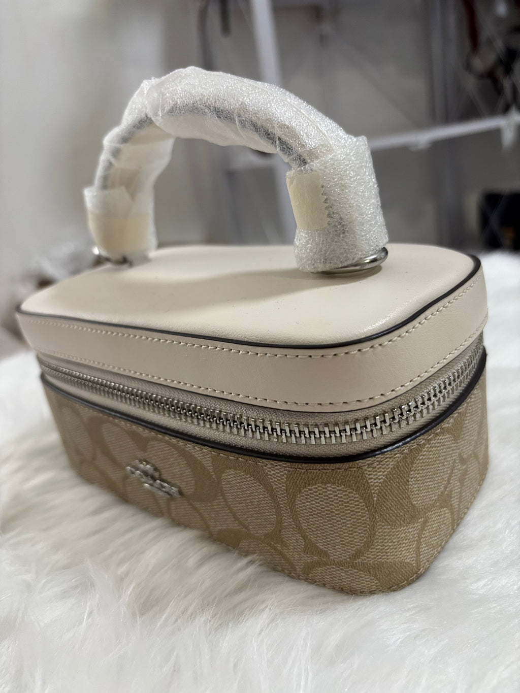 COACH Train Case Crossbody -  Chalk/Khaki Signature