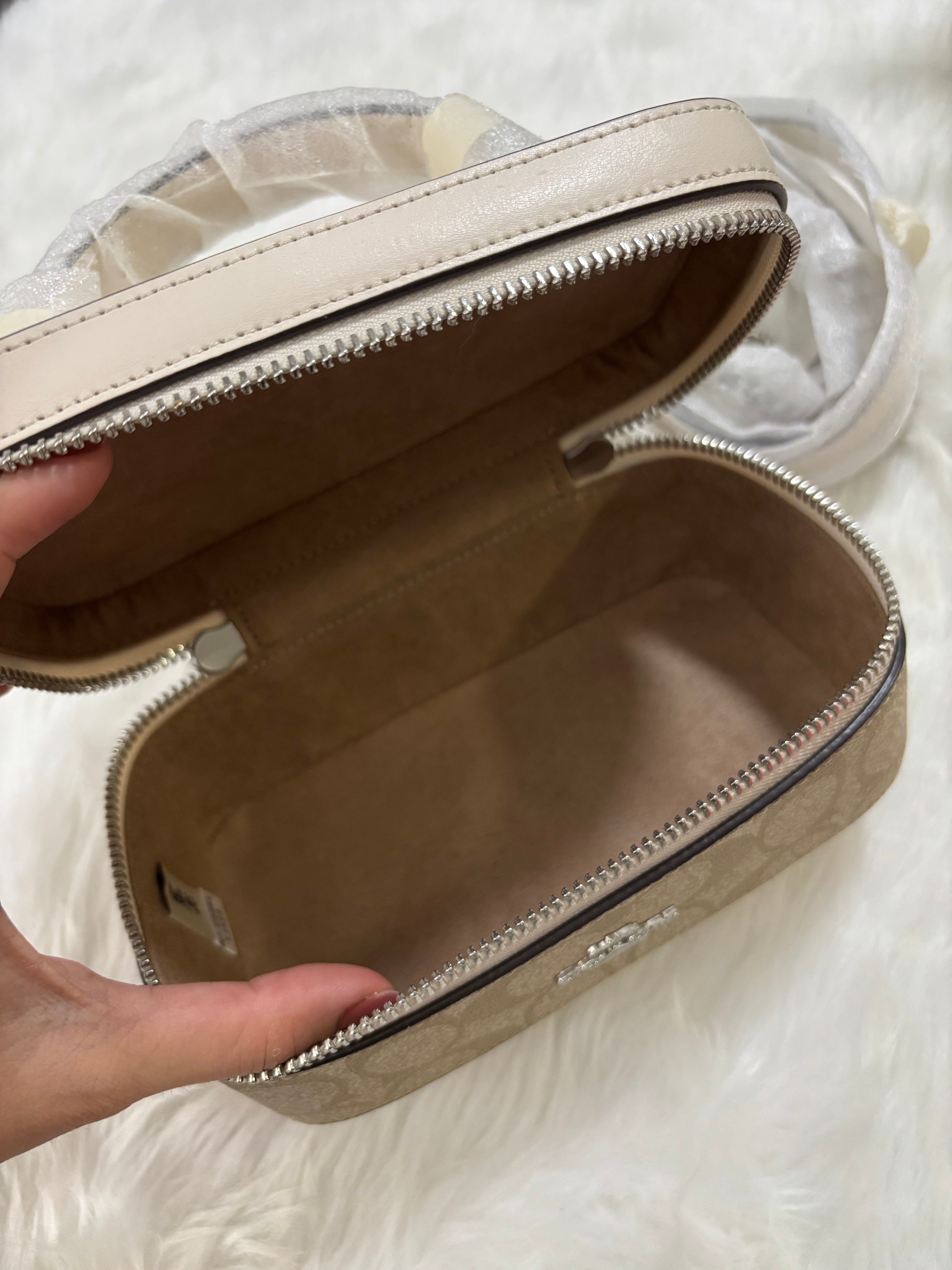 COACH Train Case Crossbody -  Chalk/Khaki Signature