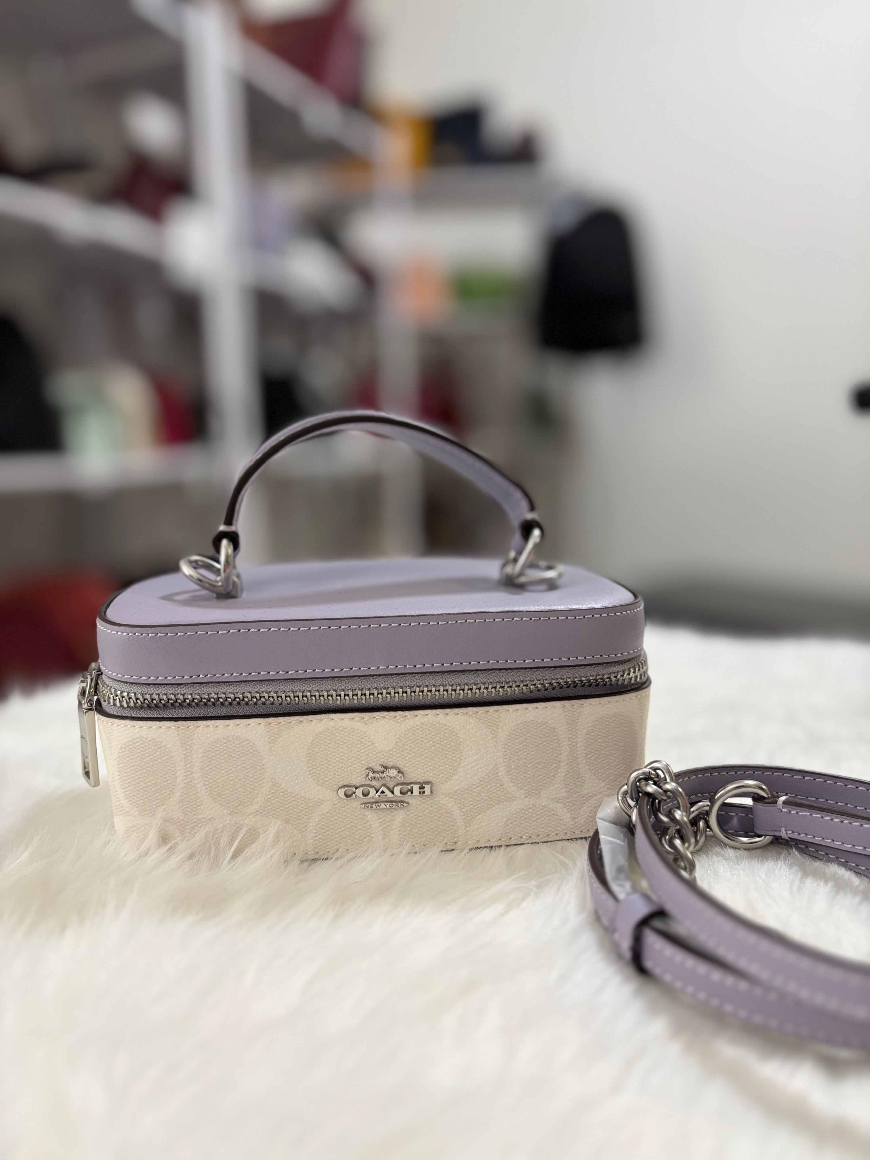 COACH Train Case Crossbody -  Purple/White Signature
