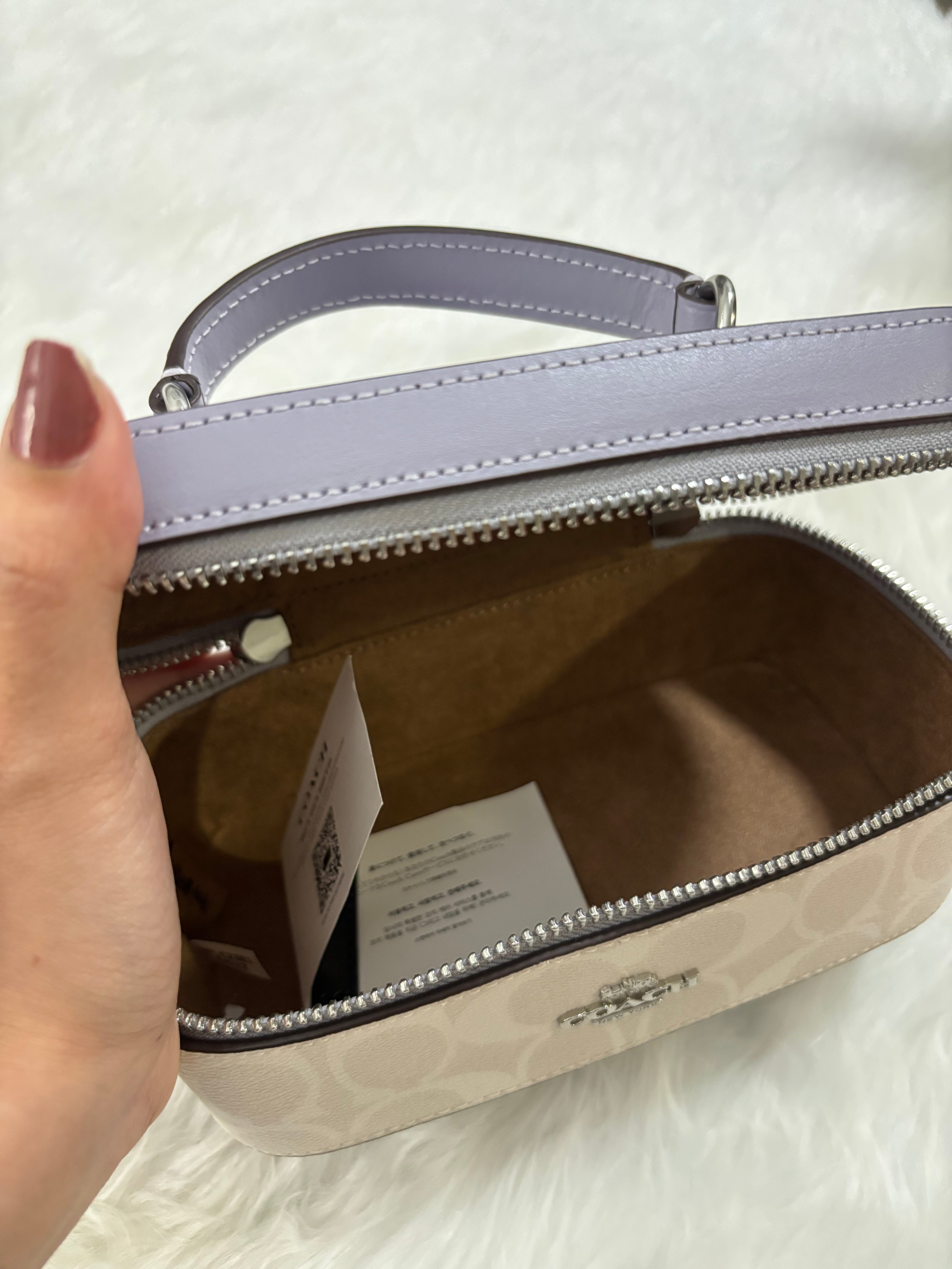 COACH Train Case Crossbody -  Purple/White Signature