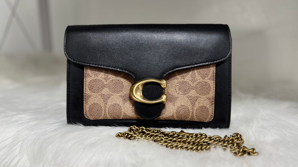 COACH Tabby Chain Clutch in Colorblock Signature Canvas