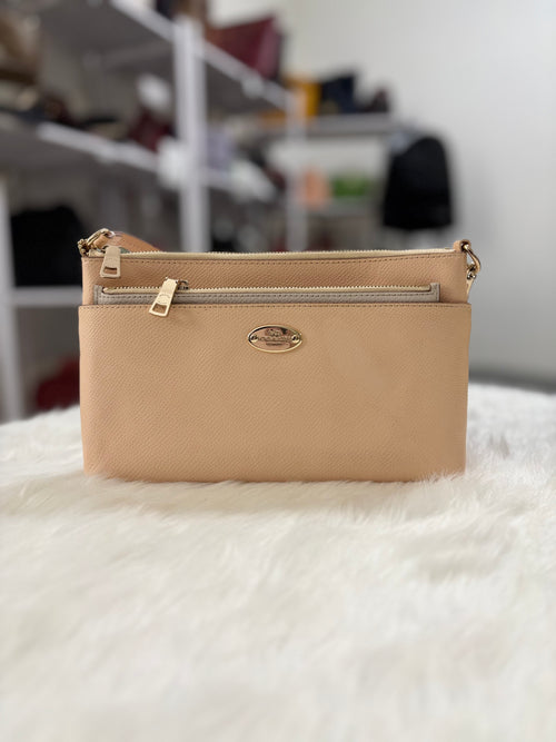 COACH Crossgrain Leather Wristlet with Removable Leather Pouch