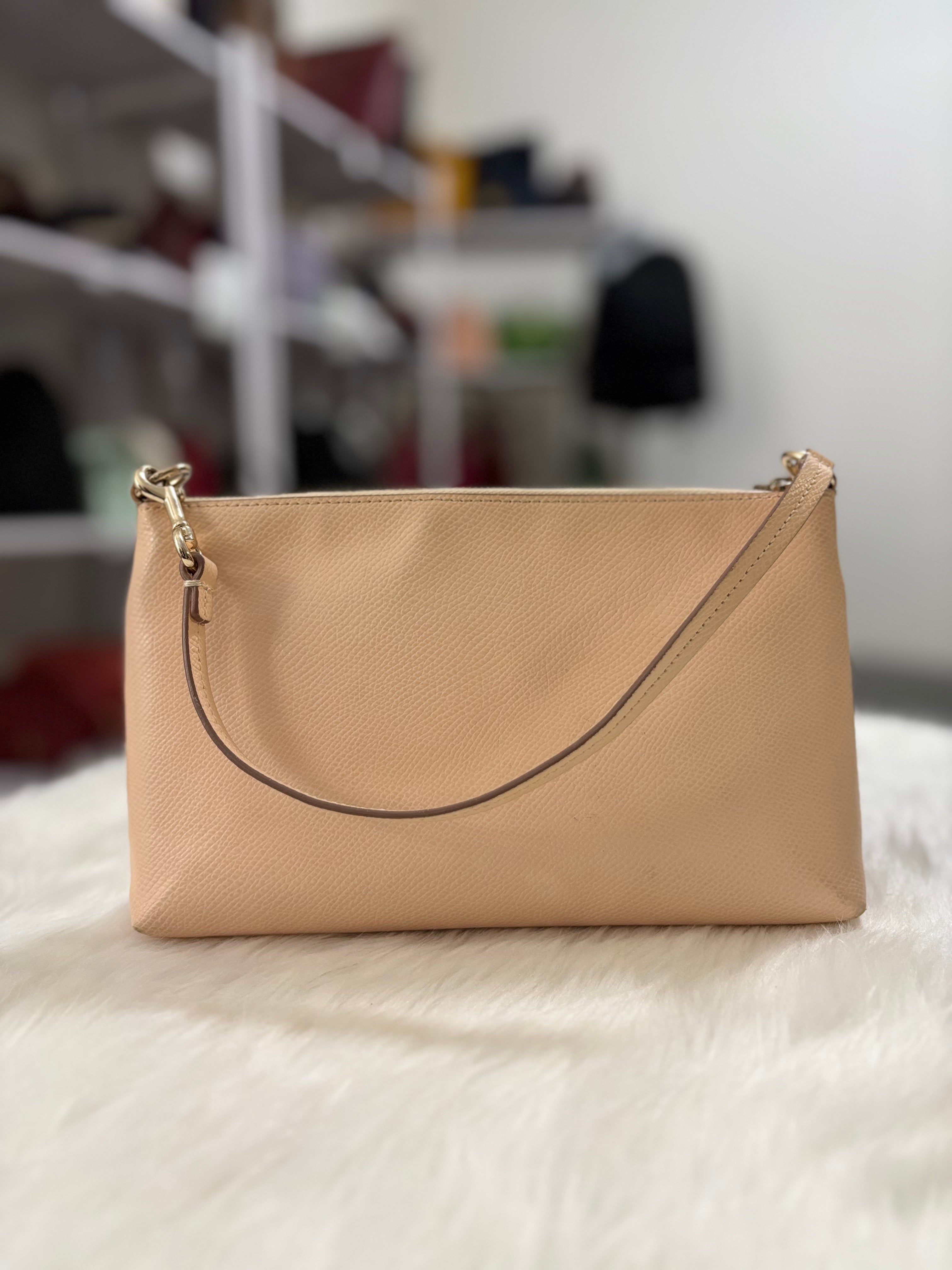 COACH Crossgrain Leather Wristlet with Removable Leather Pouch