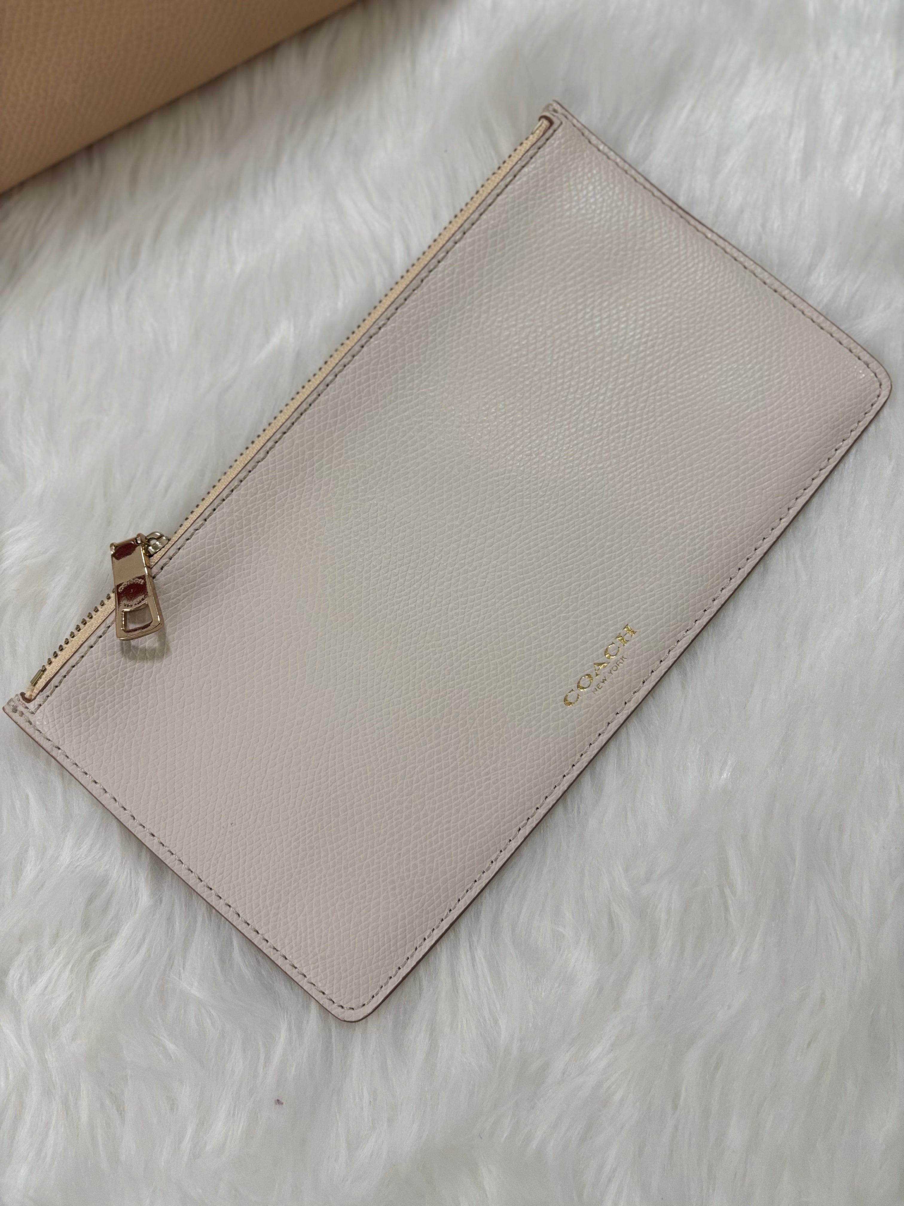 COACH Crossgrain Leather Wristlet with Removable Leather Pouch