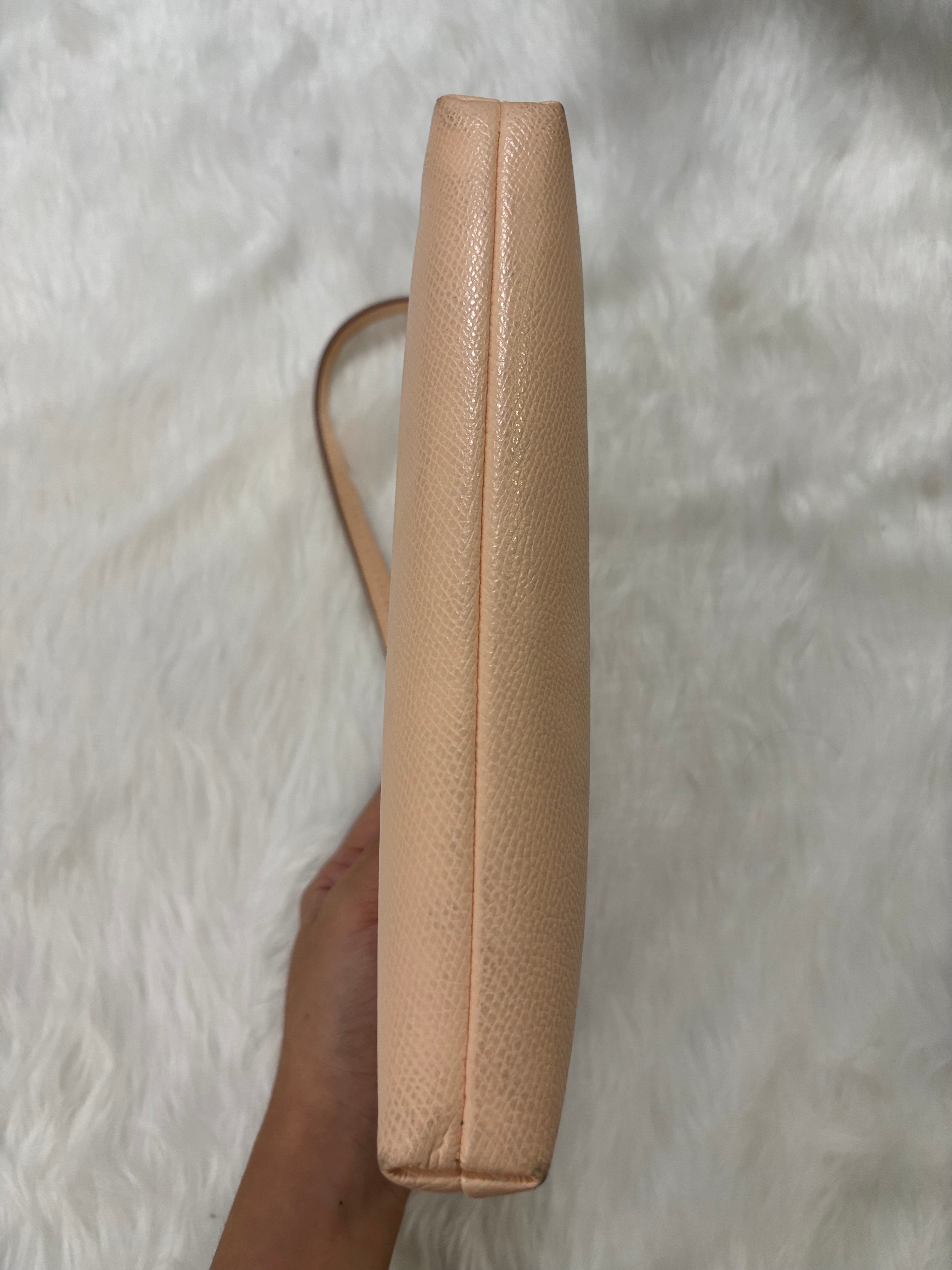 COACH Crossgrain Leather Wristlet with Removable Leather Pouch