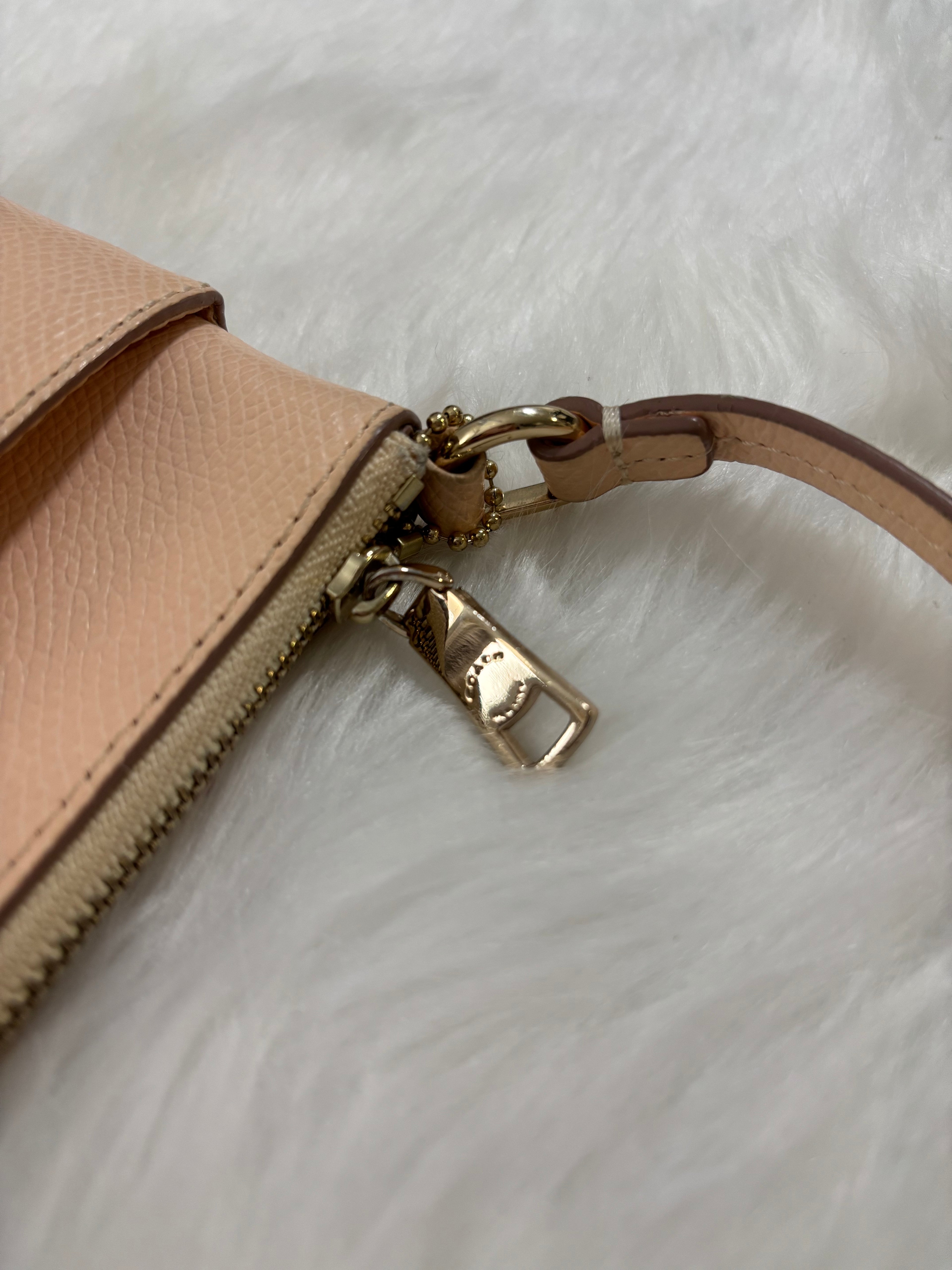 COACH Crossgrain Leather Wristlet with Removable Leather Pouch