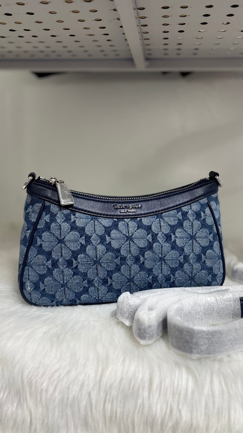 KATE SPADE Spade Flower Jacquard Denim Small Convertible Crossbody Bag
