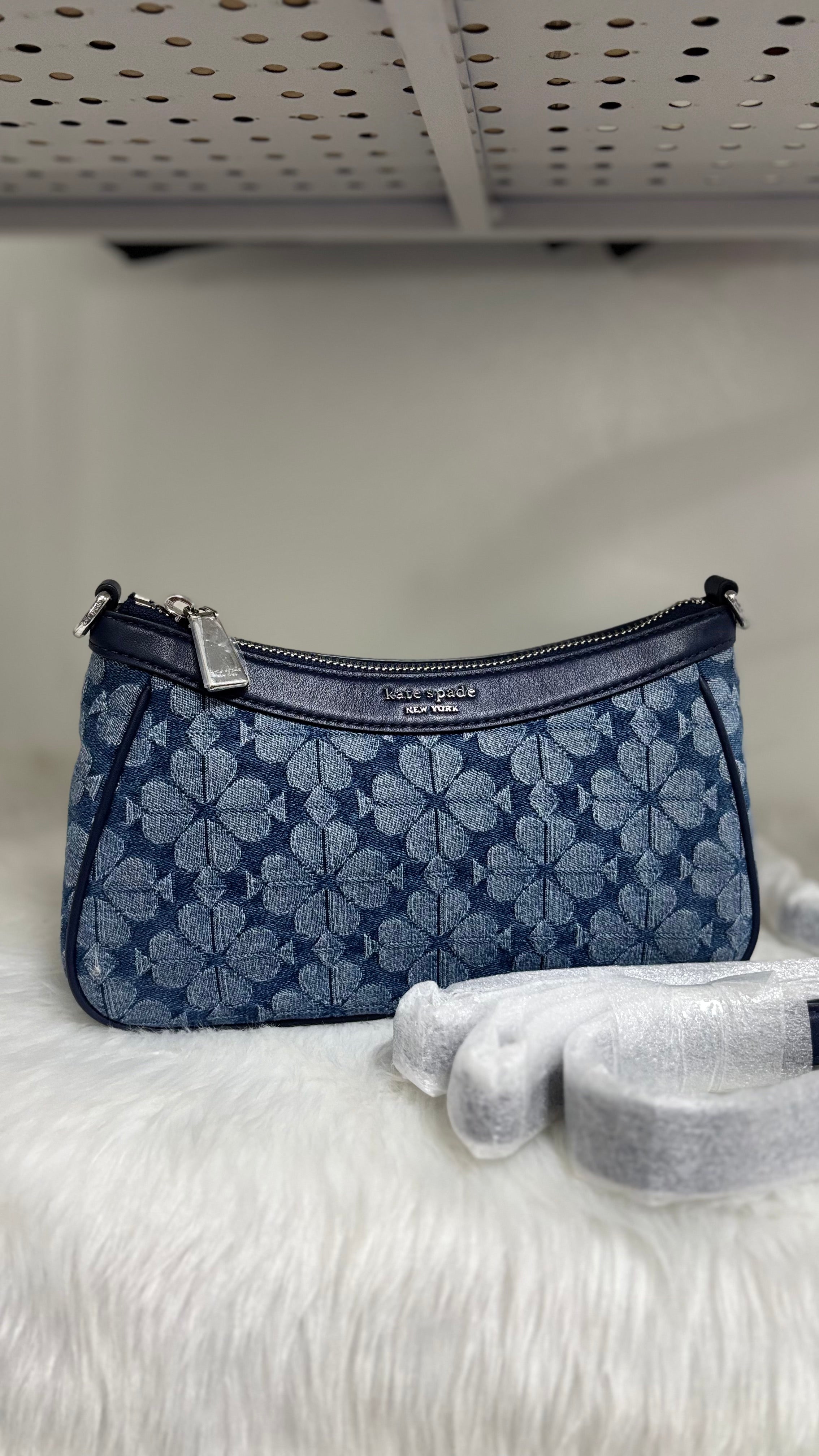 KATE SPADE Spade Flower Jacquard Denim Small Convertible Crossbody Bag