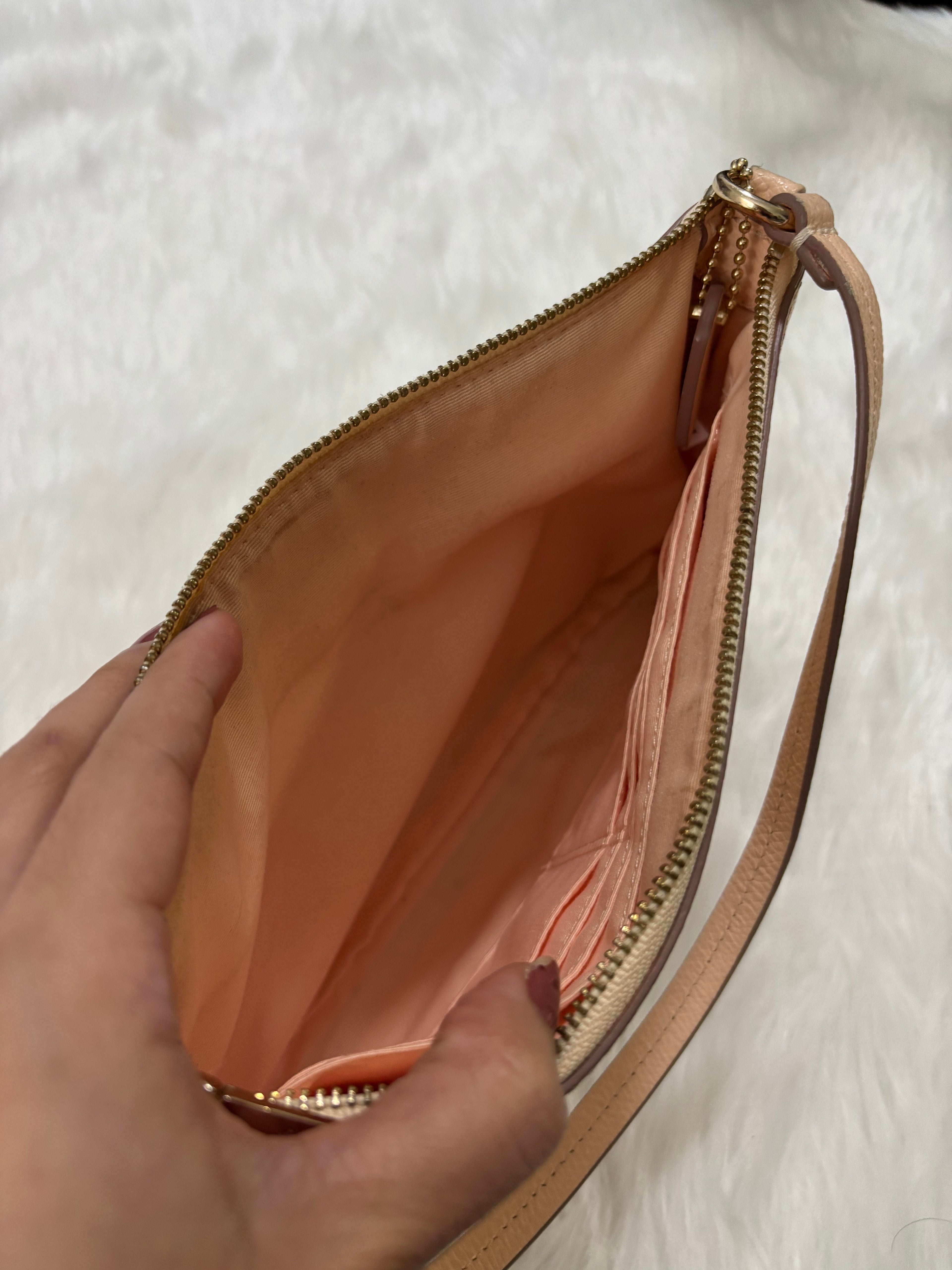 COACH Crossgrain Leather Wristlet with Removable Leather Pouch