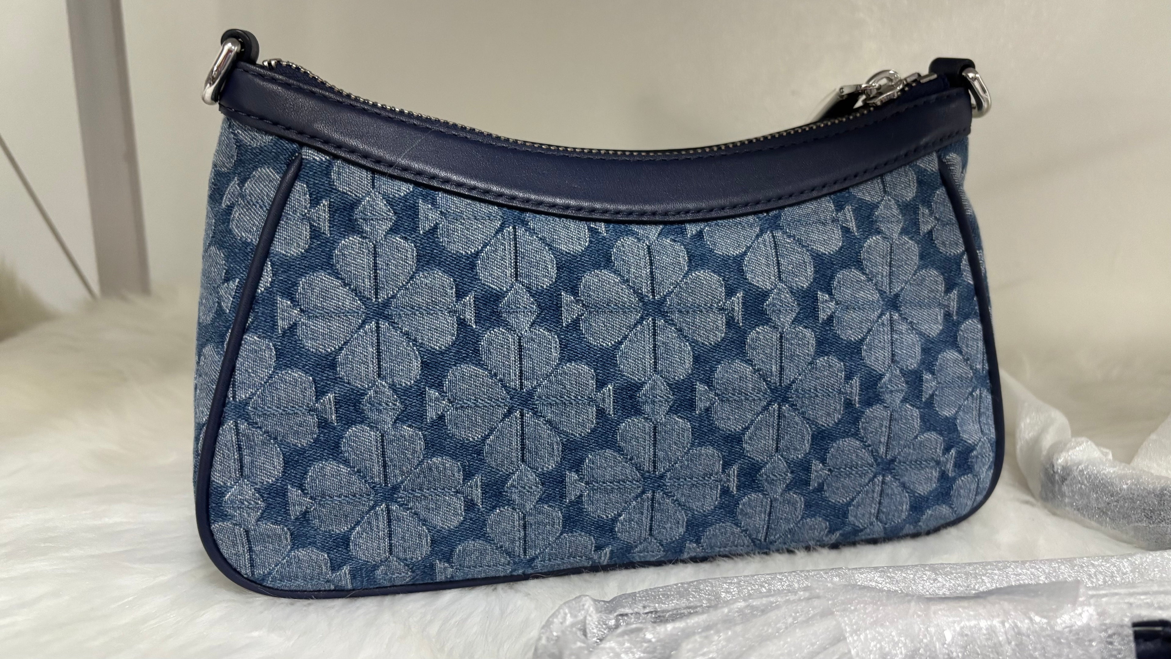 KATE SPADE Spade Flower Jacquard Denim Small Convertible Crossbody Bag