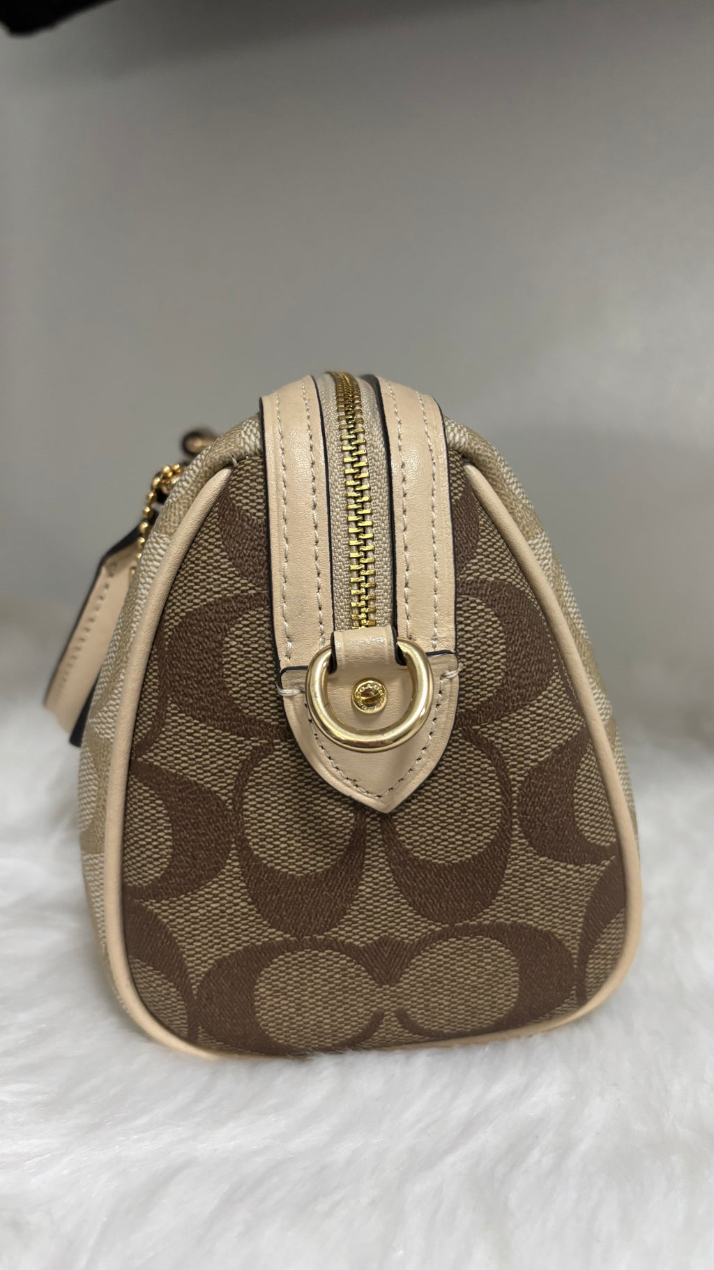 COACH Mini Rowan Satchel Bag In Blocked Signature Canvas Light Khaki