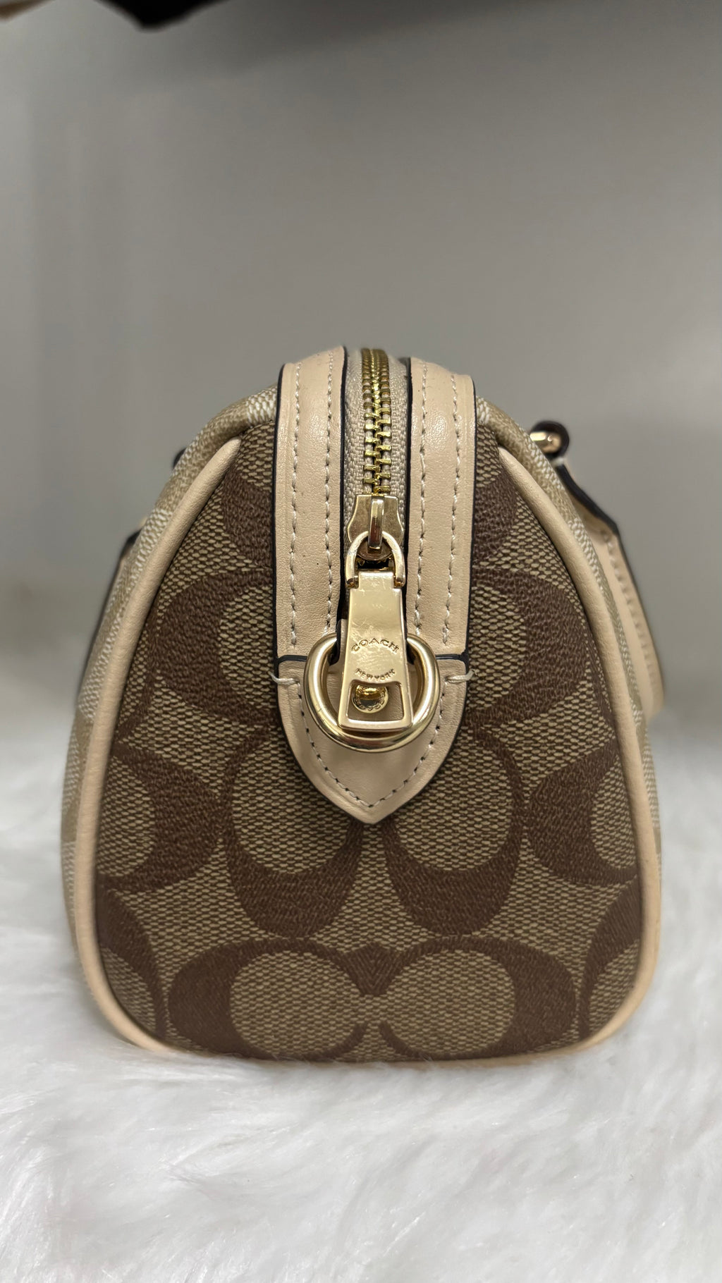 COACH Mini Rowan Satchel Bag In Blocked Signature Canvas Light Khaki
