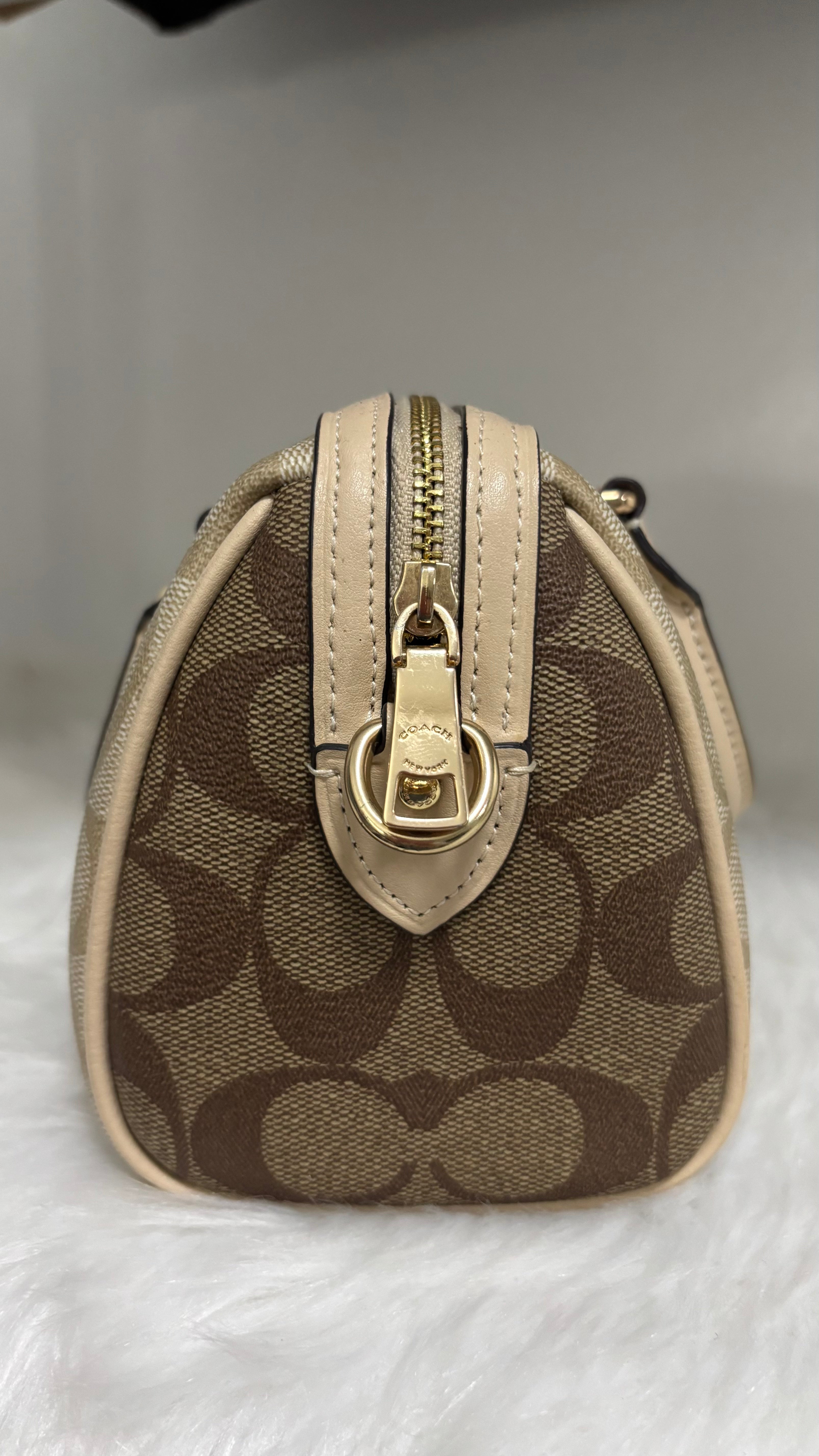 COACH Mini Rowan Satchel Bag In Blocked Signature Canvas Light Khaki