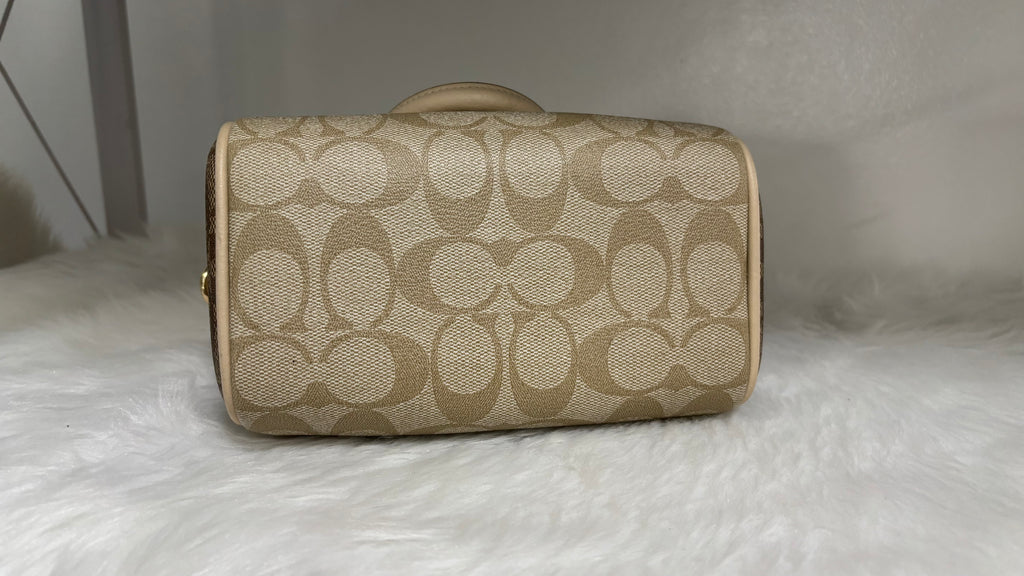 COACH Mini Rowan Satchel Bag In Blocked Signature Canvas Light Khaki