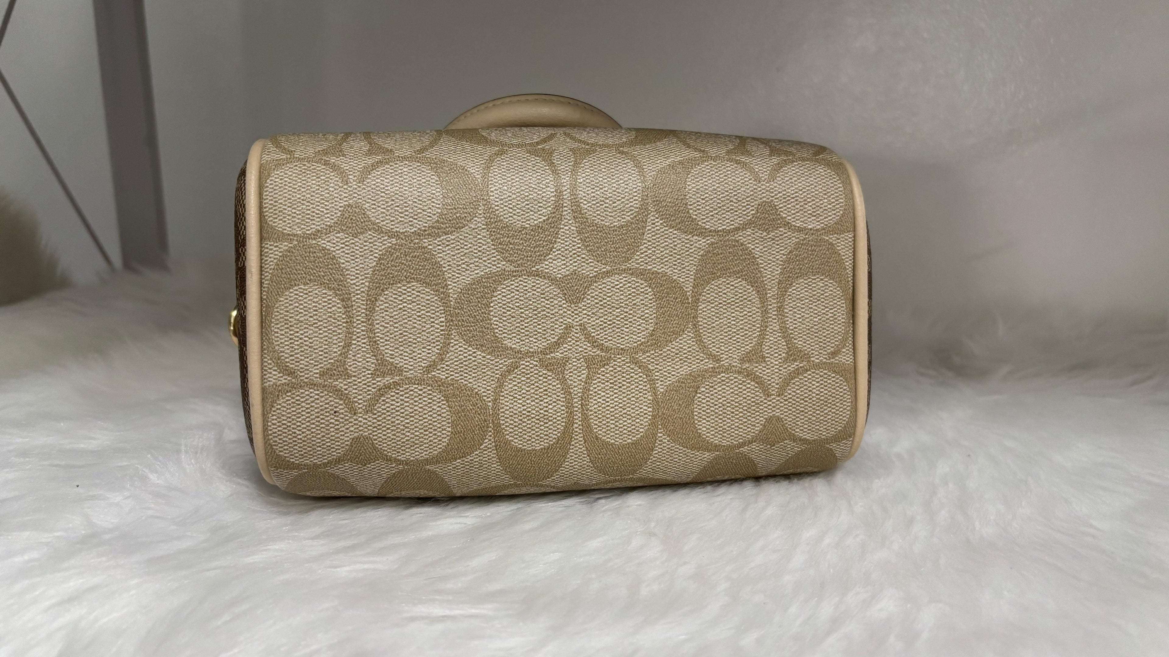 COACH Mini Rowan Satchel Bag In Blocked Signature Canvas Light Khaki