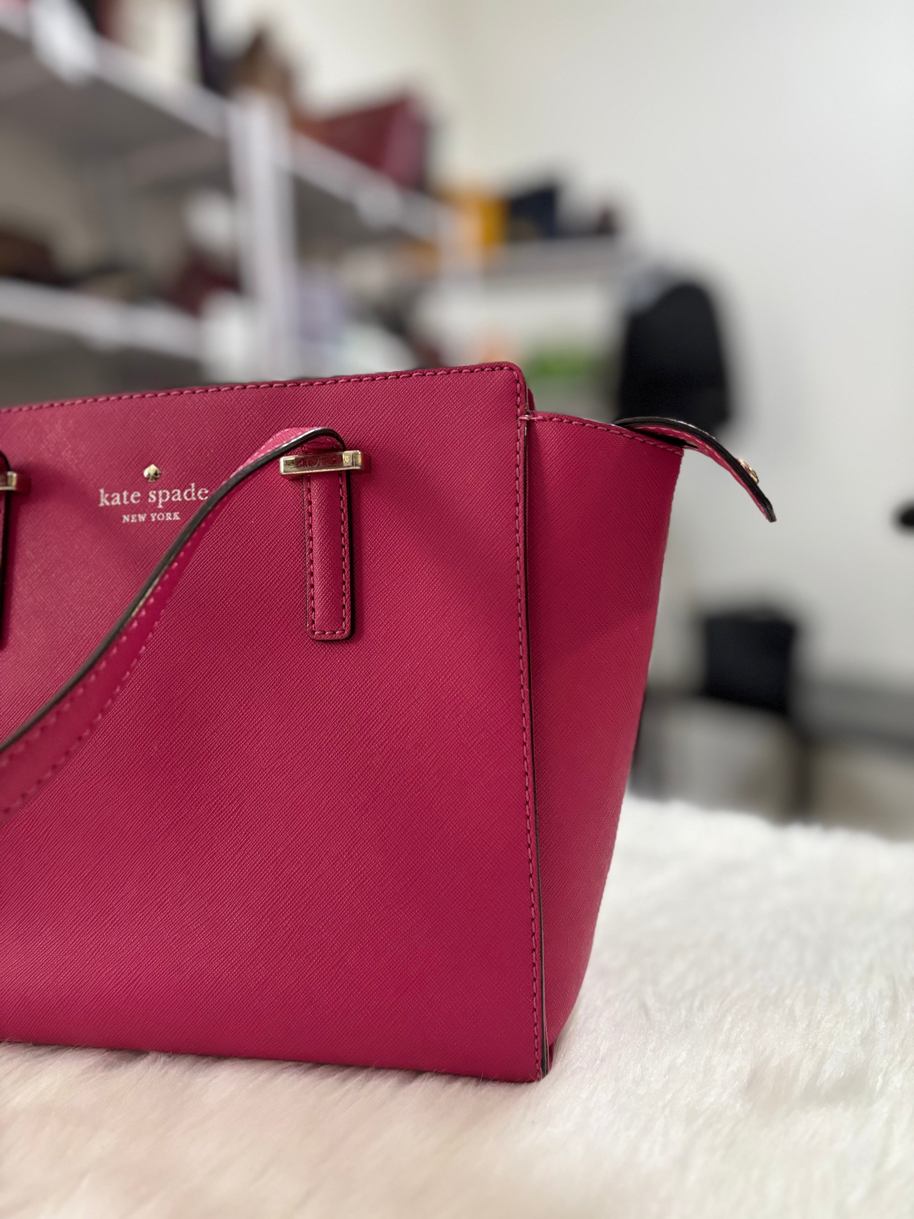 KATE SPADE Leather Cedar Street Hayden Tote in Fuschia