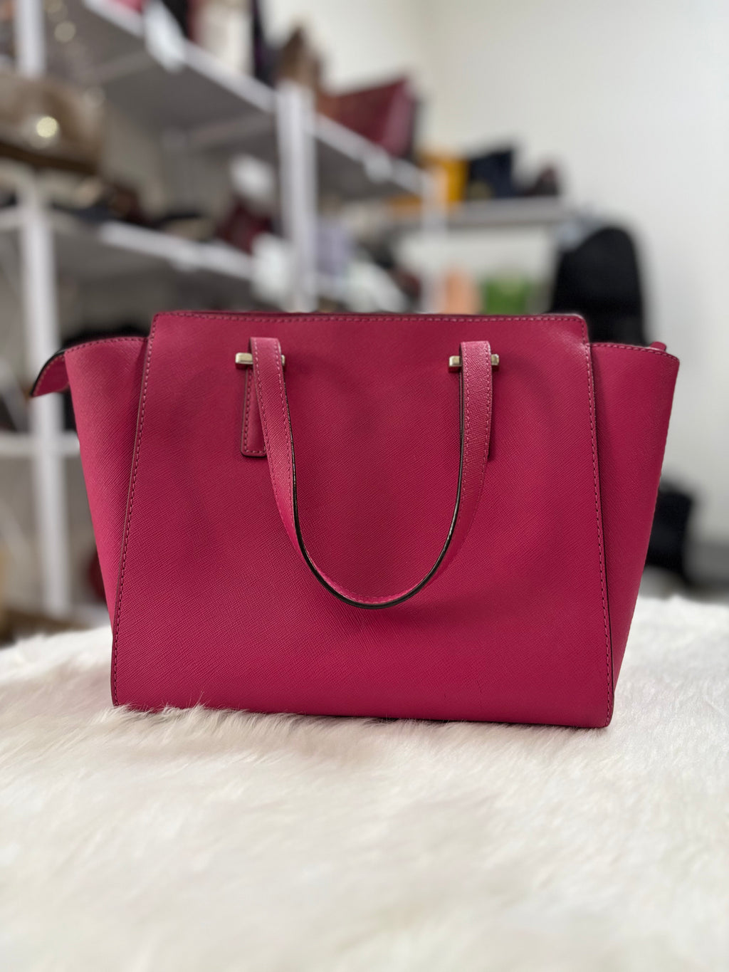 KATE SPADE Leather Cedar Street Hayden Tote in Fuschia