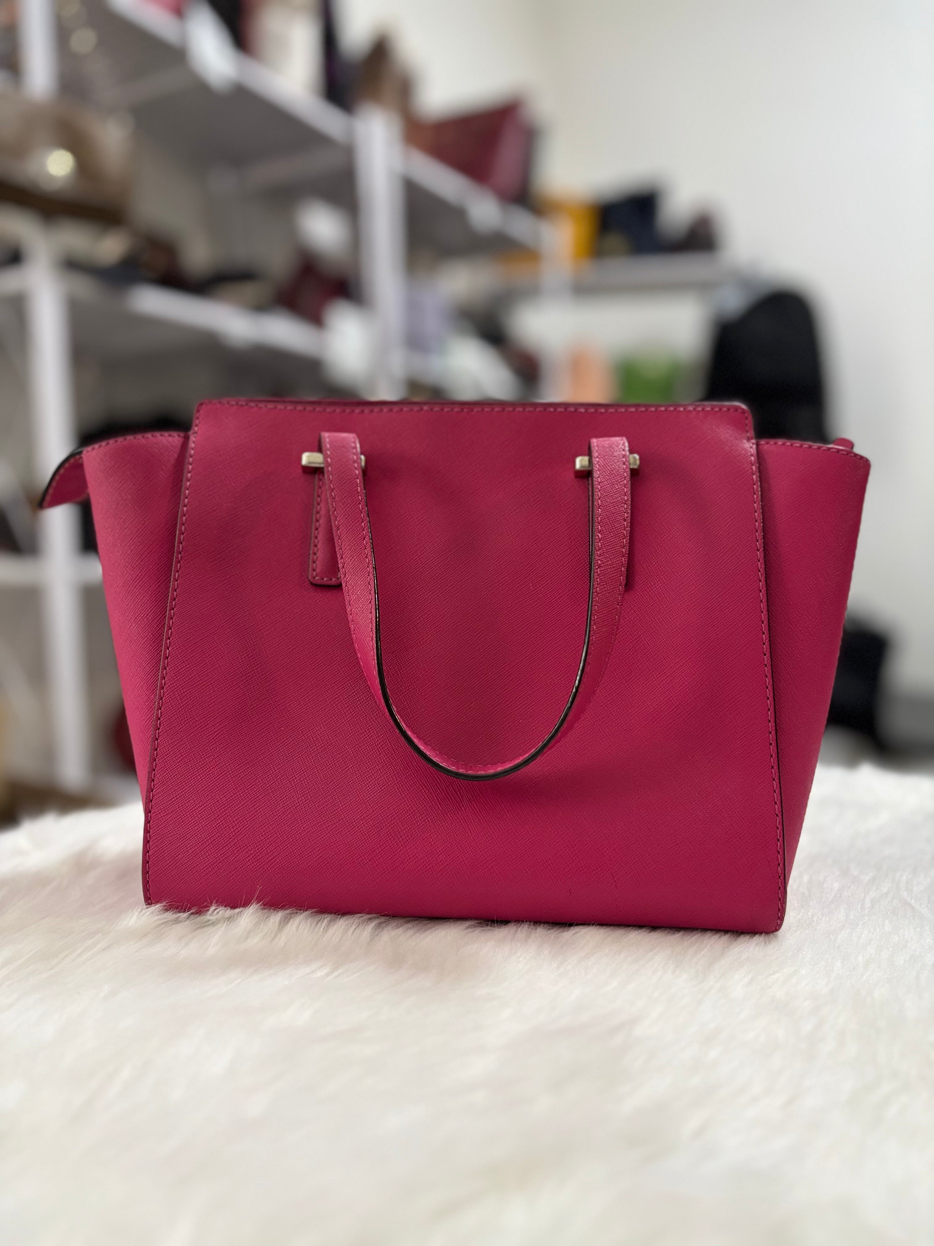 KATE SPADE Leather Cedar Street Hayden Tote in Fuschia