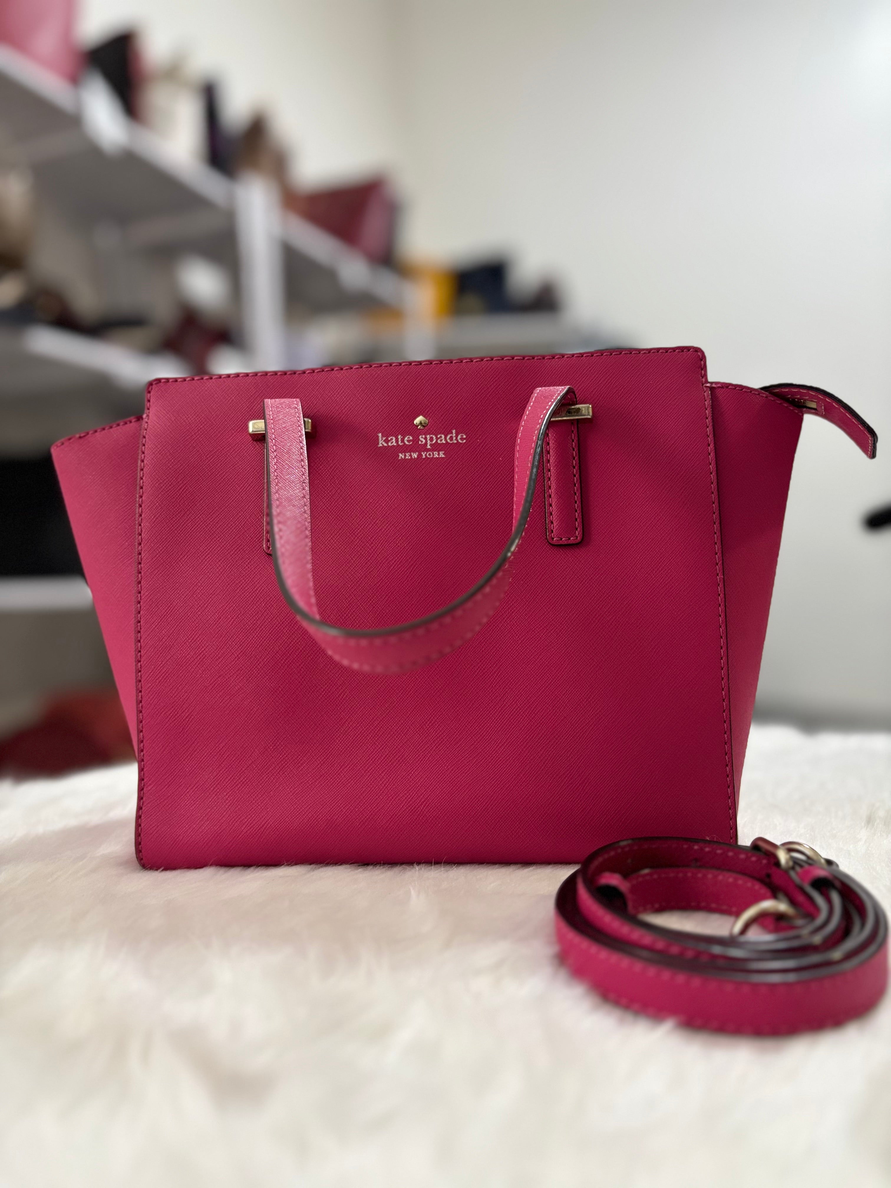 KATE SPADE Leather Cedar Street Hayden Tote in Fuschia