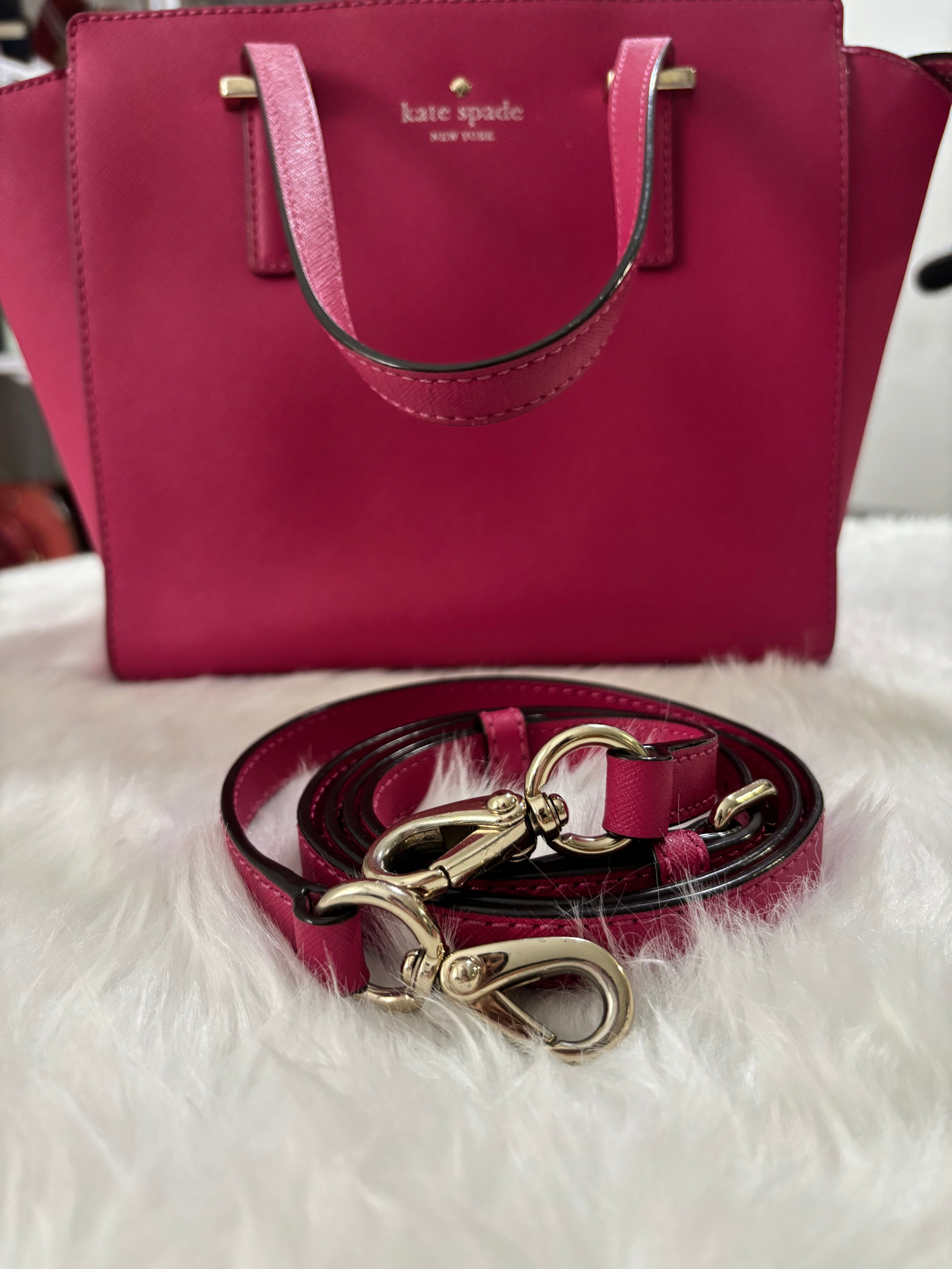 KATE SPADE Leather Cedar Street Hayden Tote in Fuschia