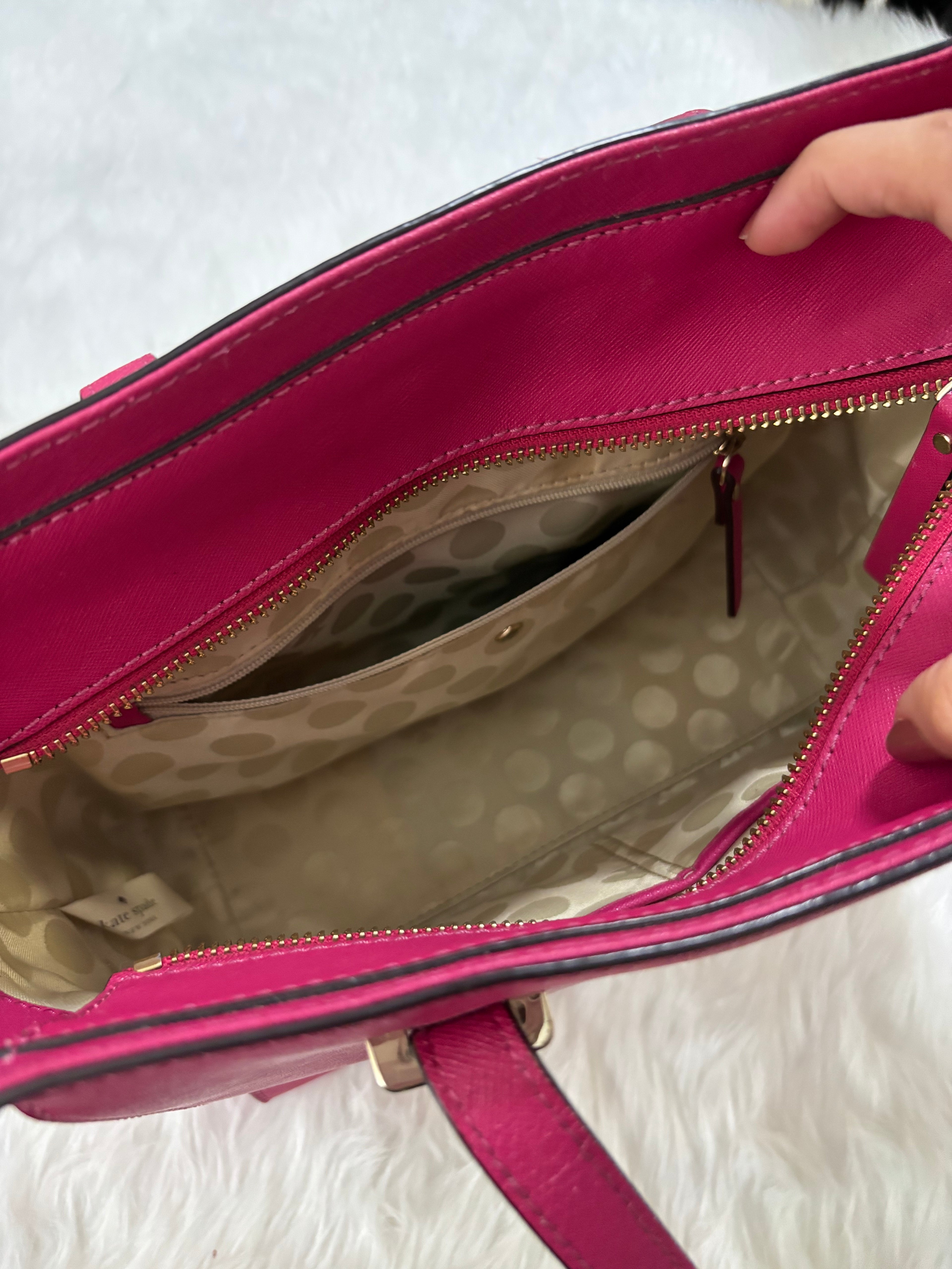 KATE SPADE Leather Cedar Street Hayden Tote in Fuschia