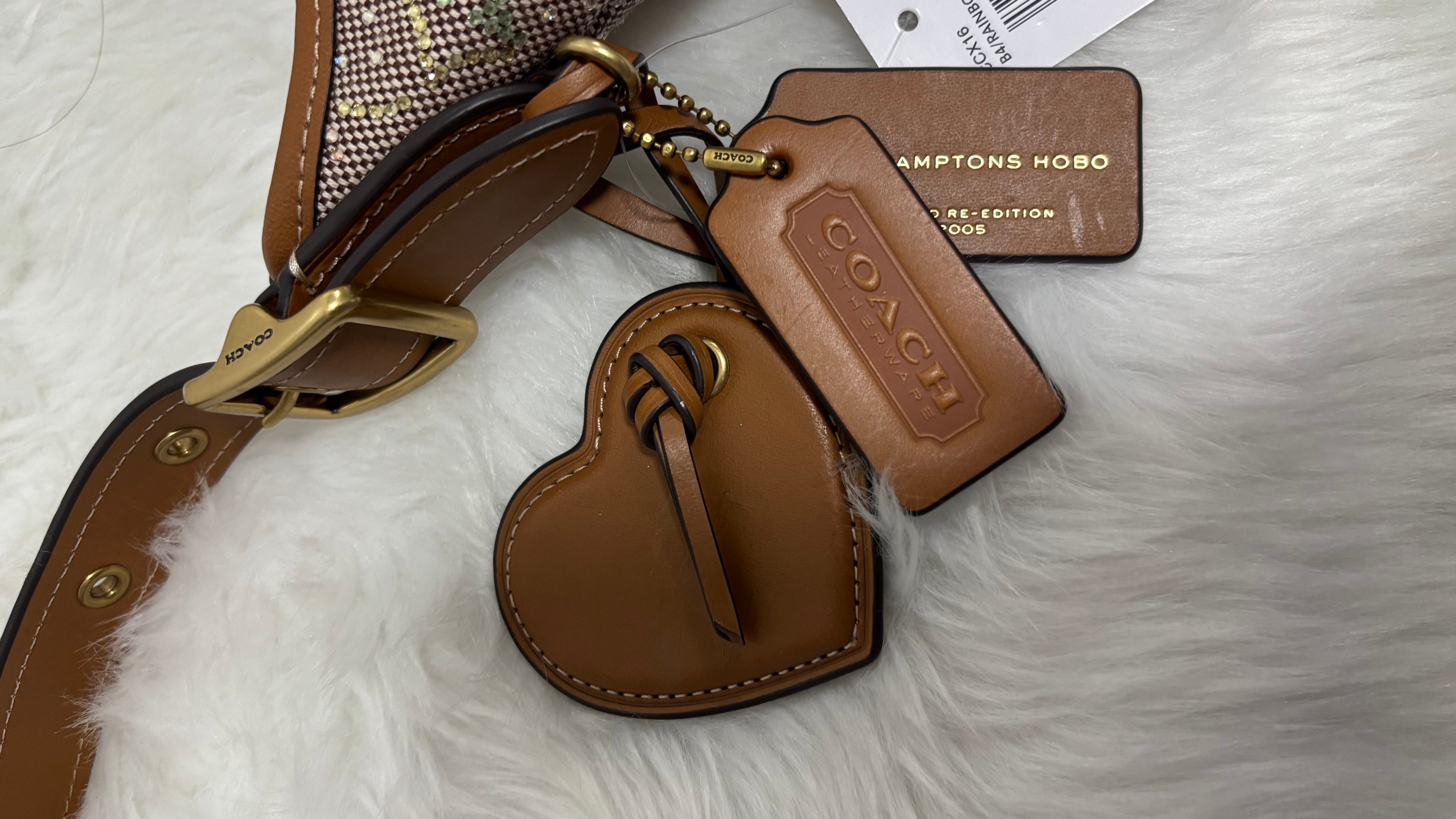 COACH Hamptons Re-Edition Jacquard Rainbow Crystal Signature Shoulder Bag