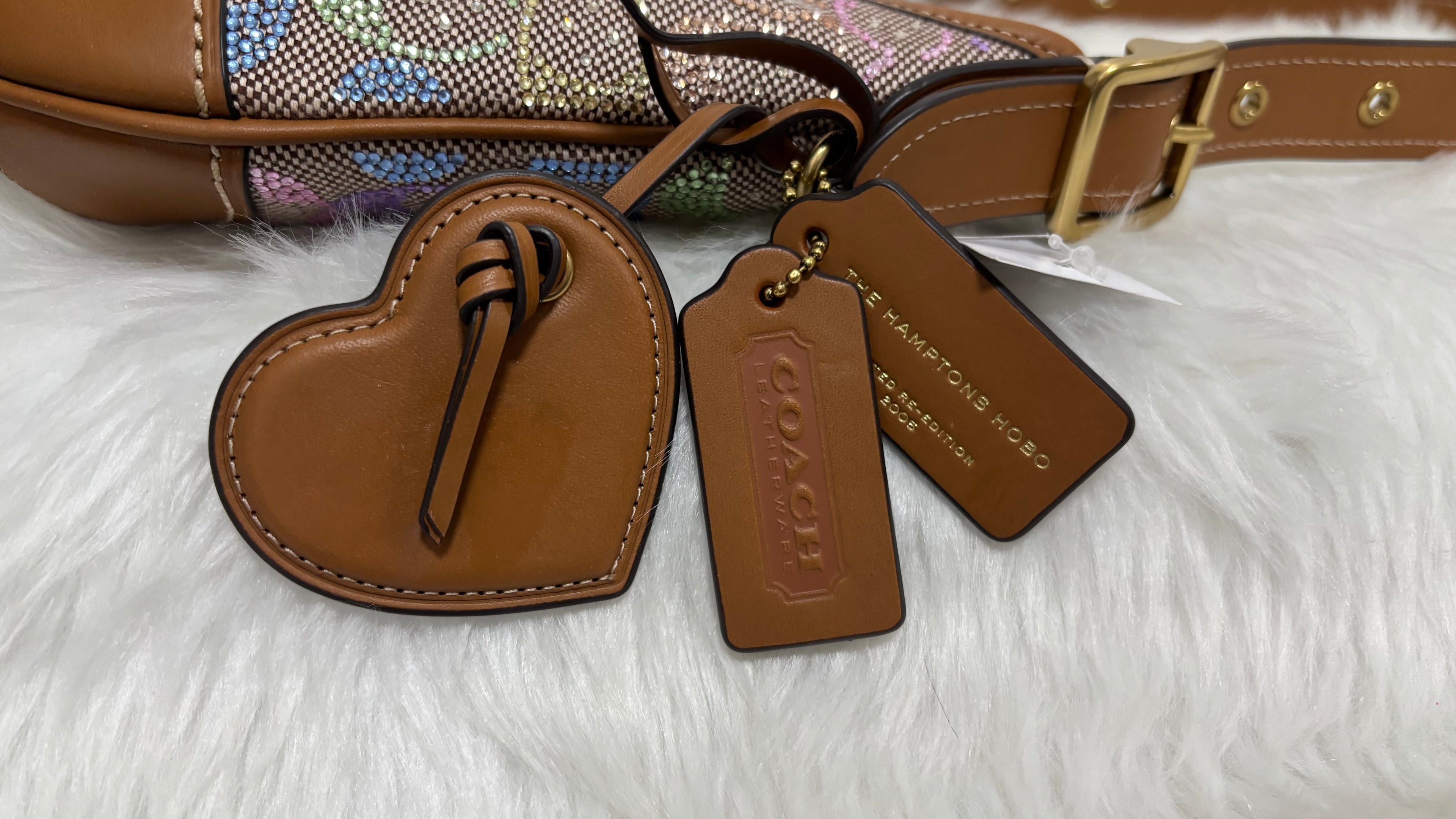 COACH Hamptons Re-Edition Jacquard Rainbow Crystal Signature Shoulder Bag