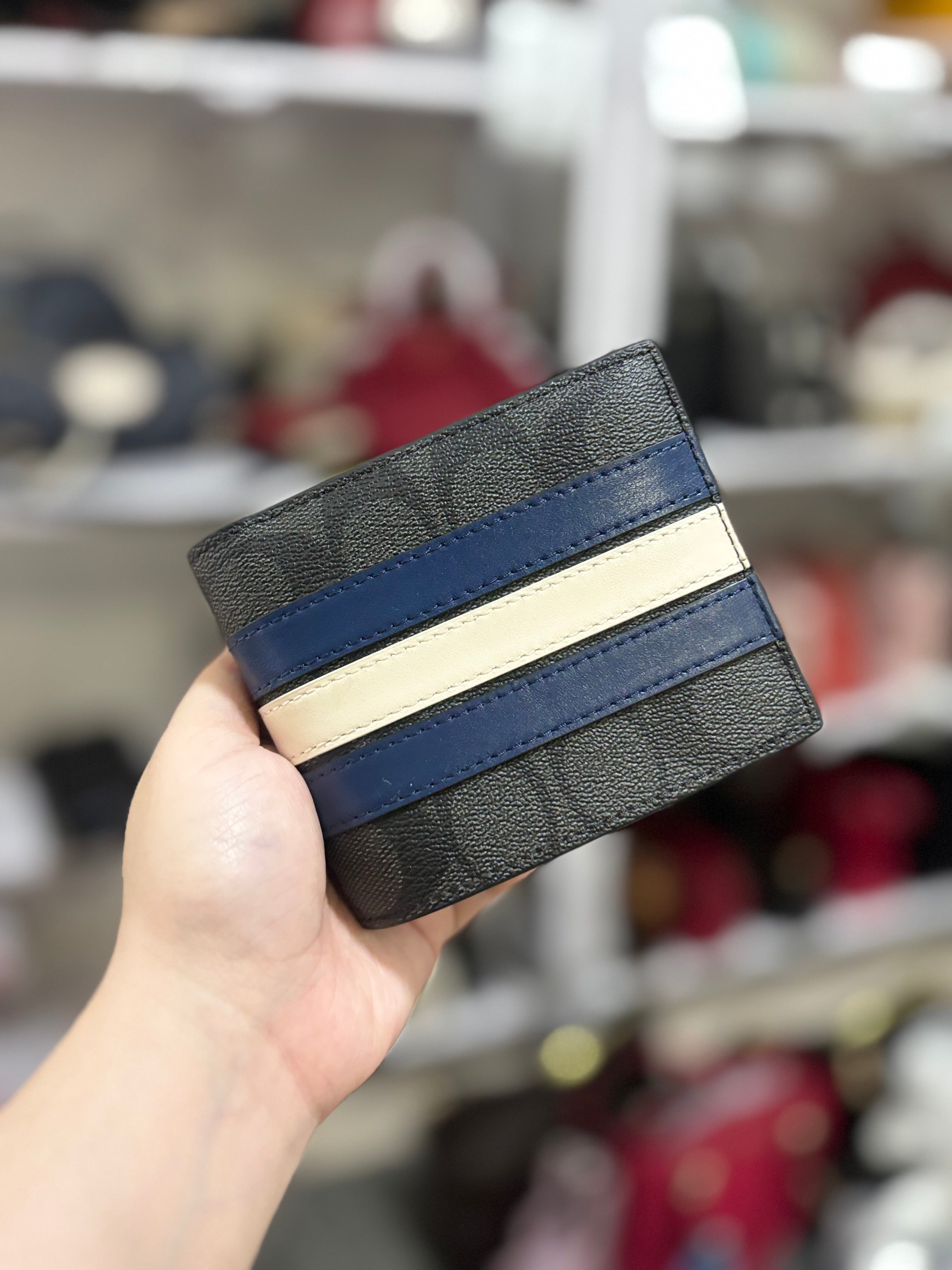 COACH 3 In 1 Wallet In Blue/Charcoal Signature Leather – Alora