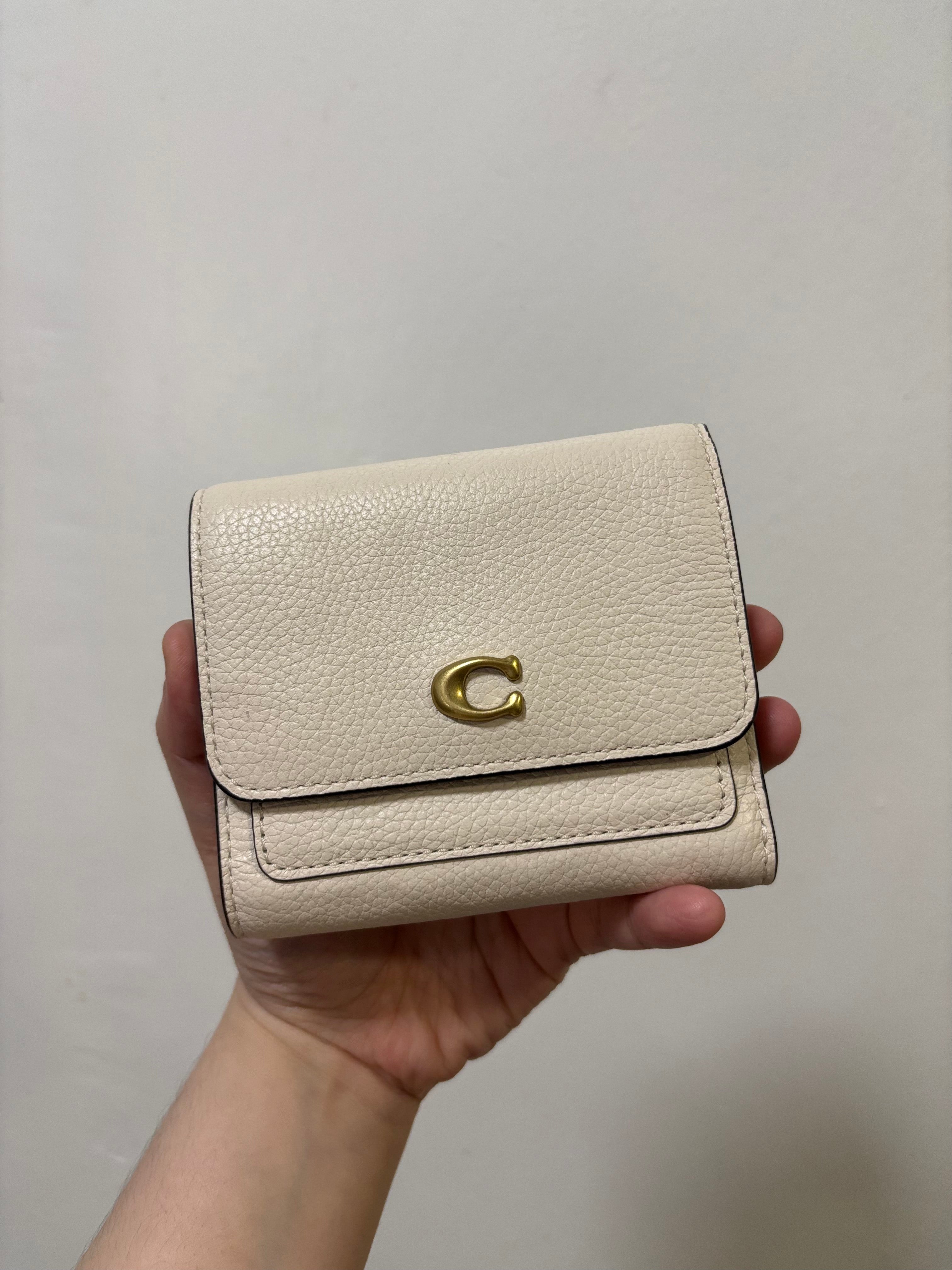 COACH Mila Trifold Pebbled Wallet - White