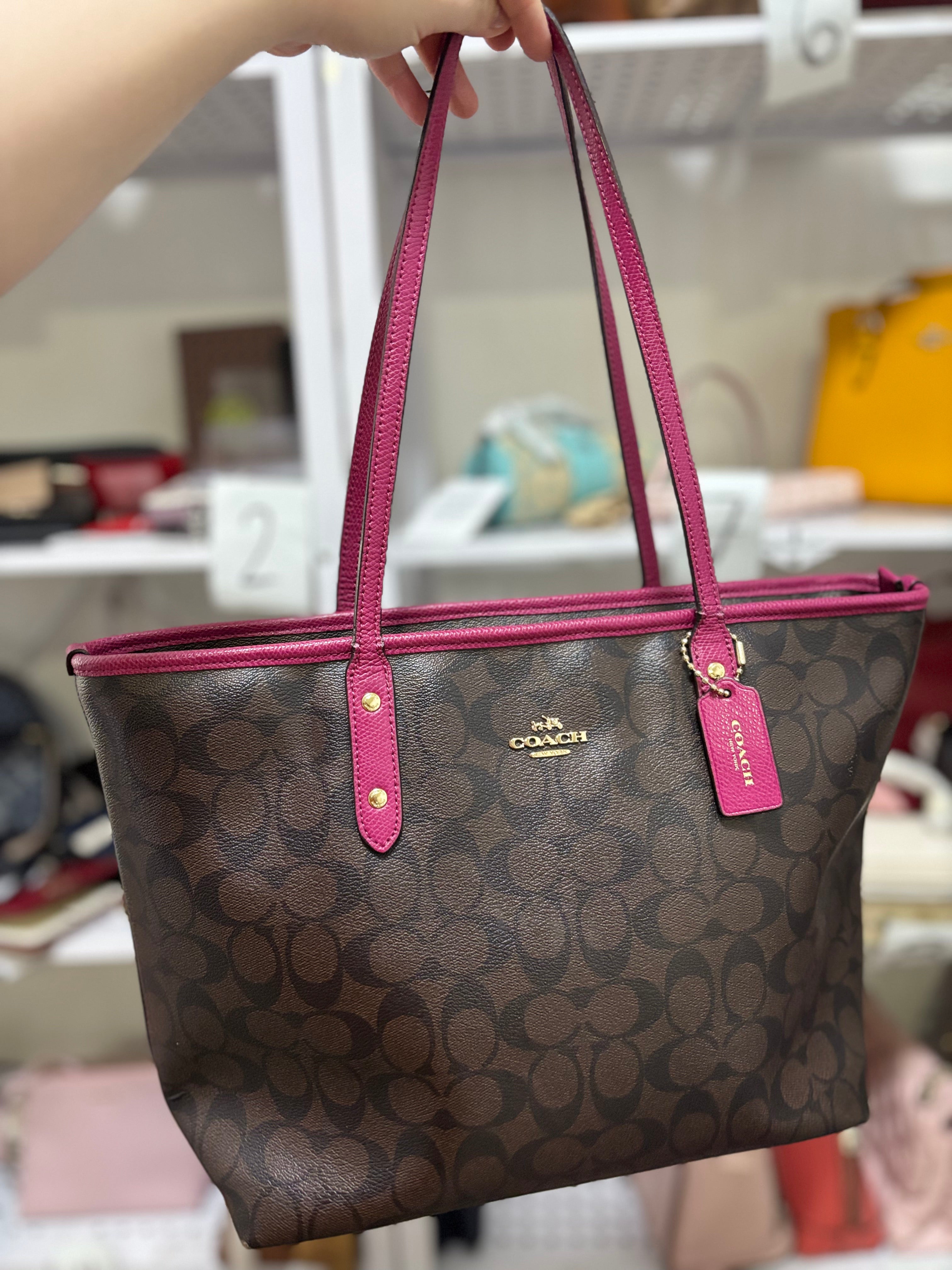 COACH City Zip Tote - Mahogany/Purple