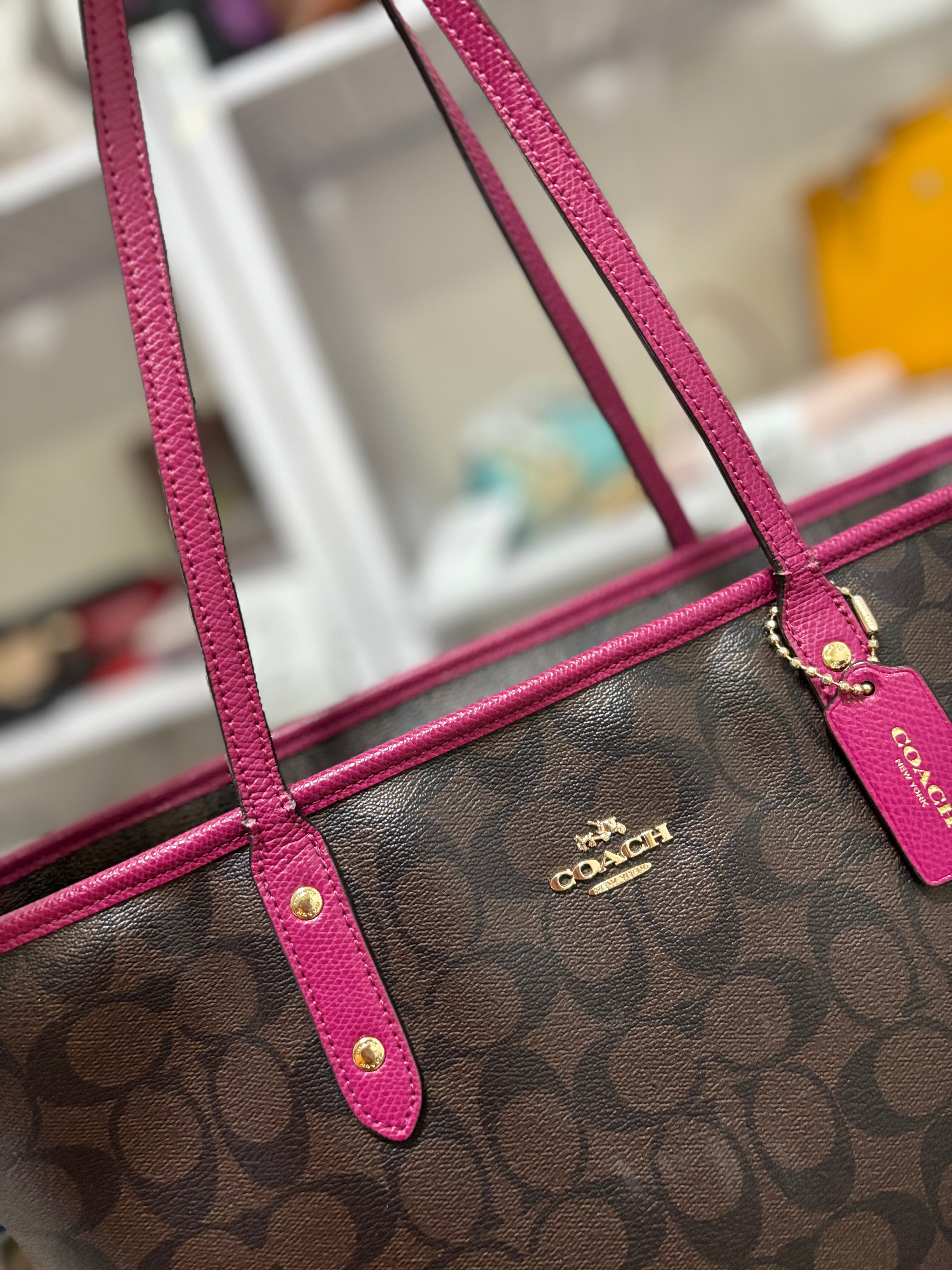 COACH City Zip Tote - Mahogany/Purple