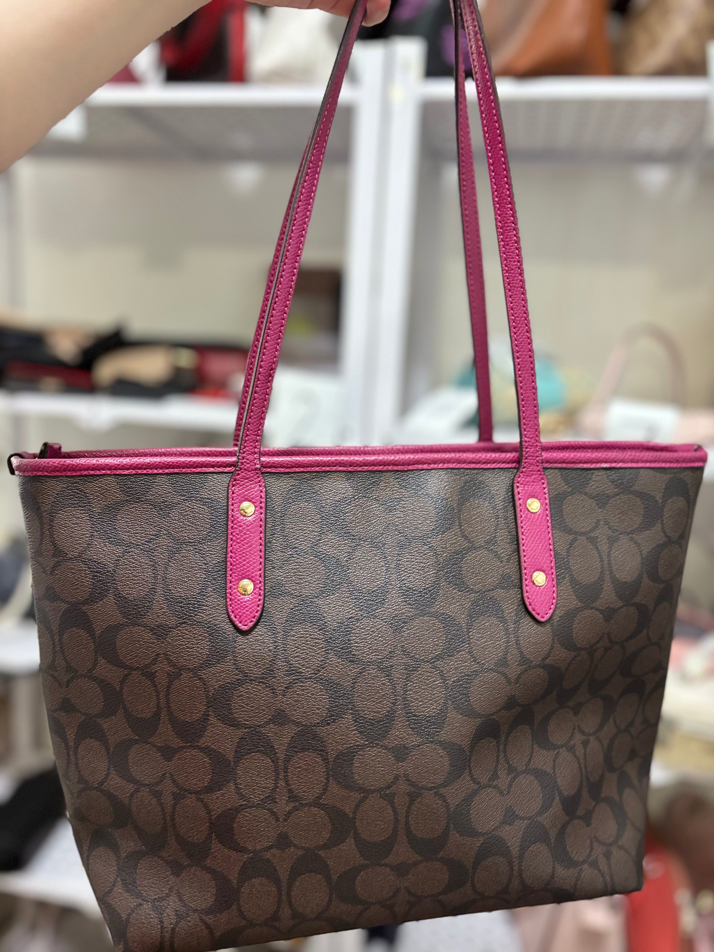 COACH City Zip Tote - Mahogany/Purple