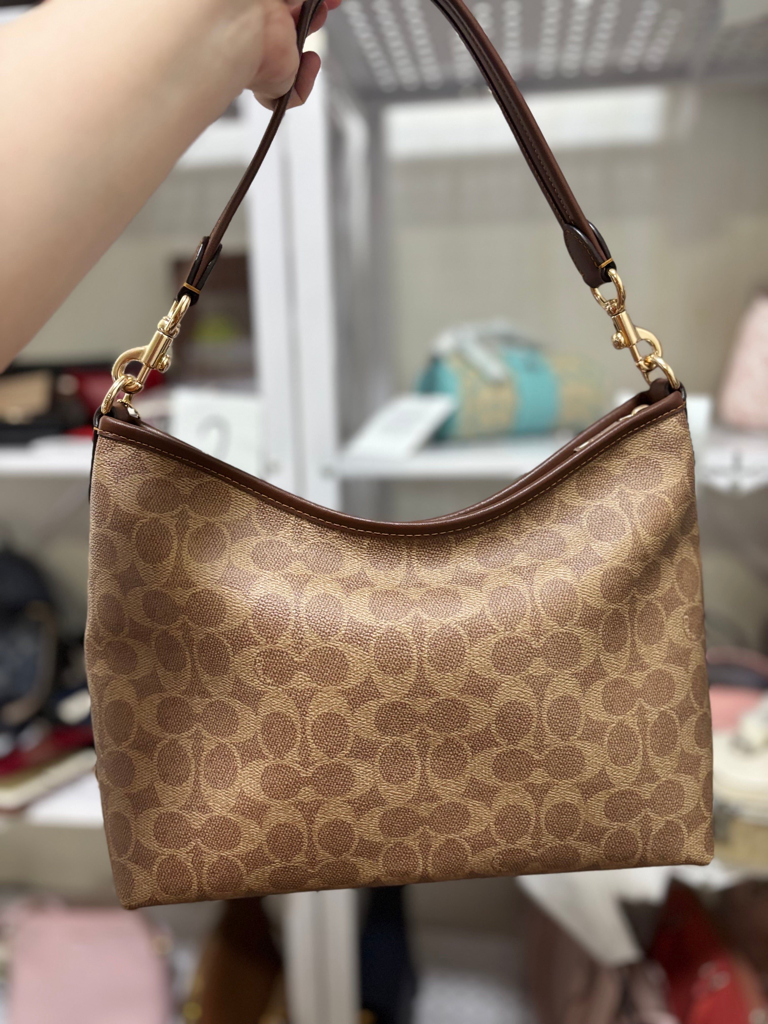 COACH Laurel Shoulder Bag In Signature Canvas Tan/Brown