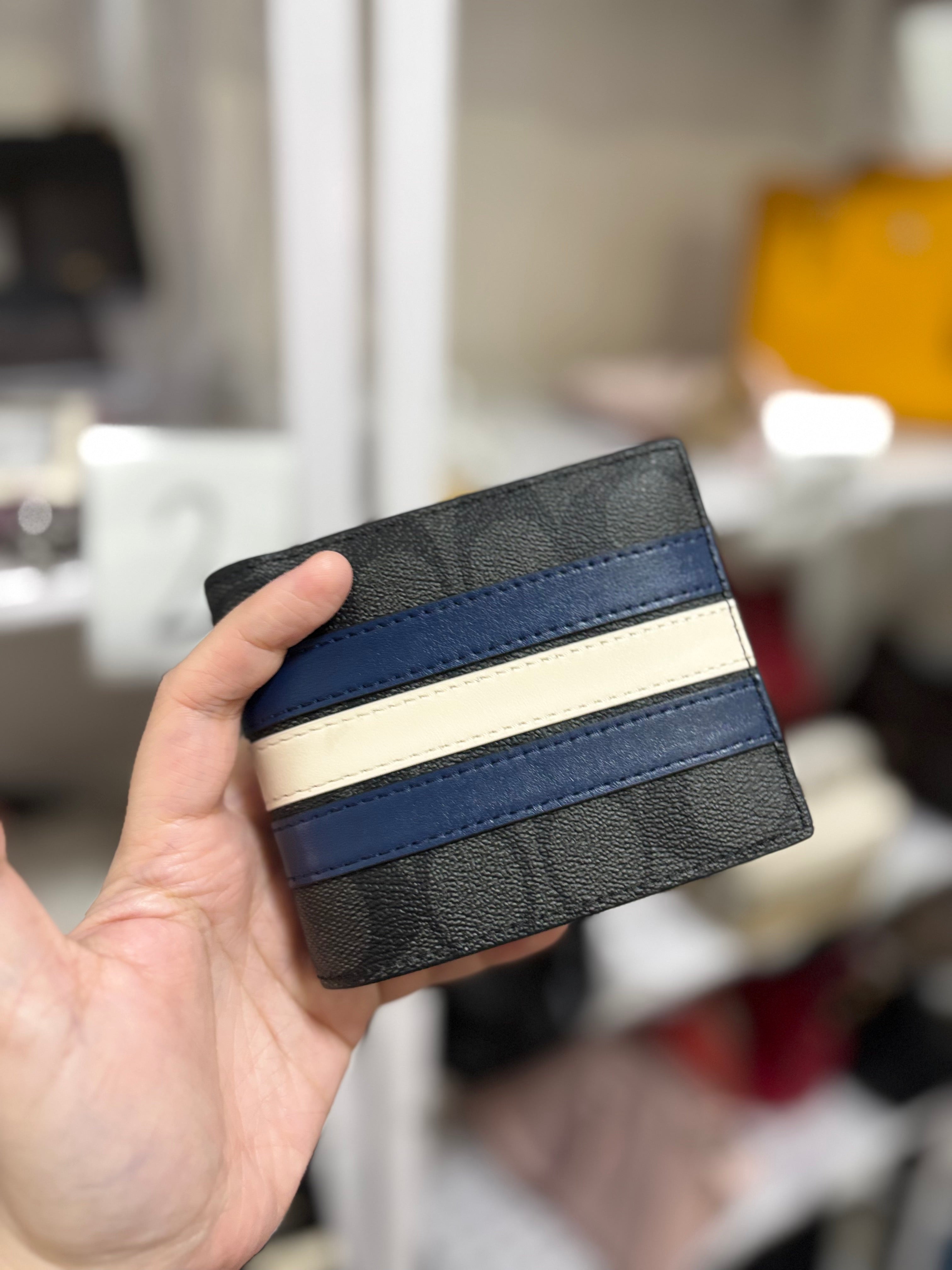 COACH 3 In 1 Wallet In Blue/Charcoal Signature Leather