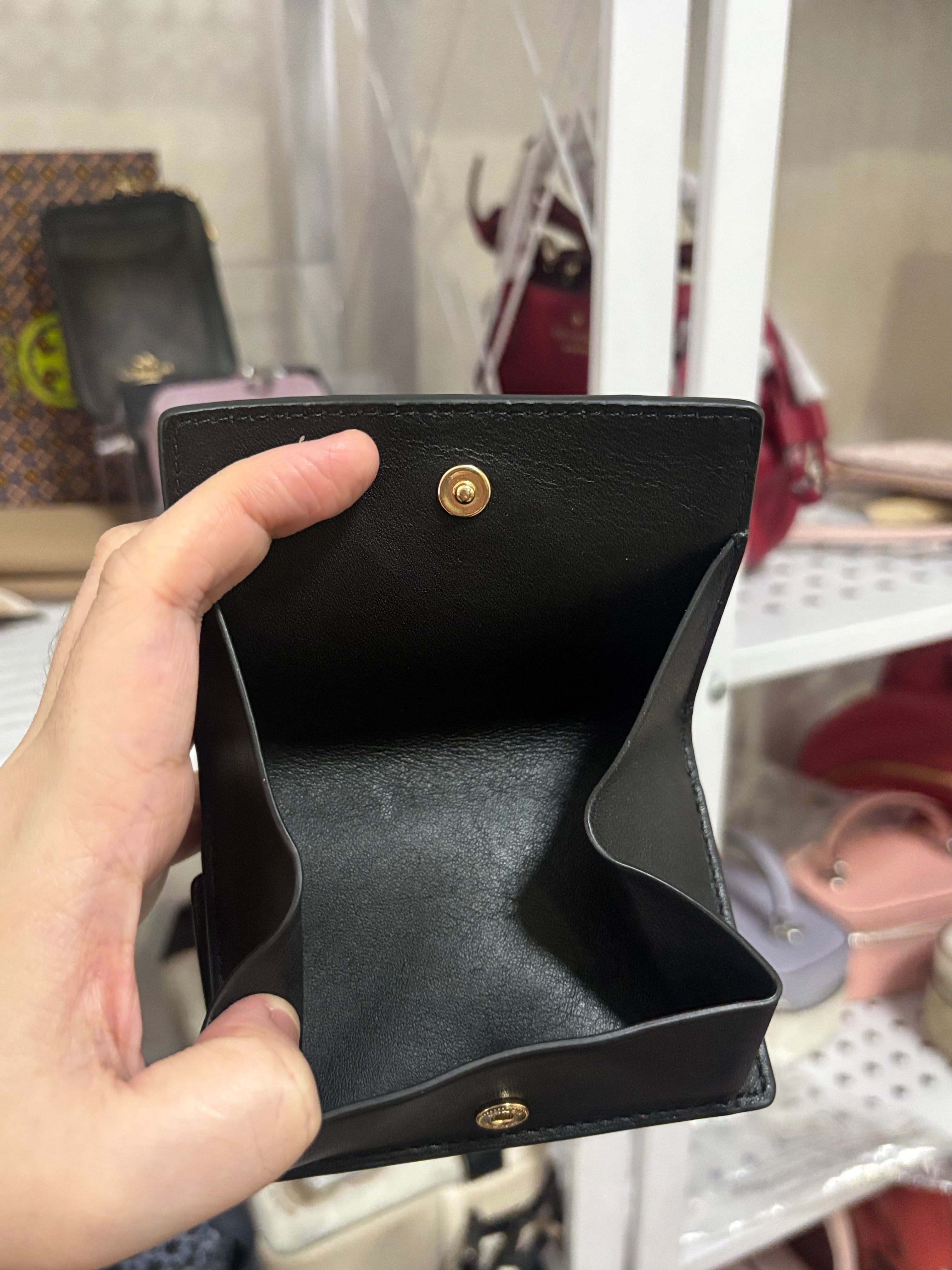 COACH Origami Small Trifold Pebbled Wallet - Black