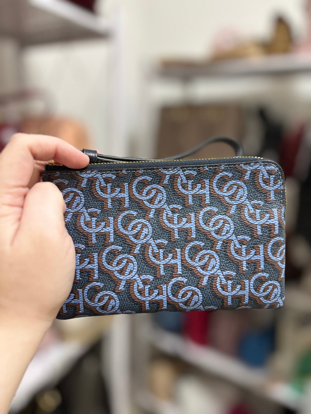 Coach Corner Zip Wristlet - Blue