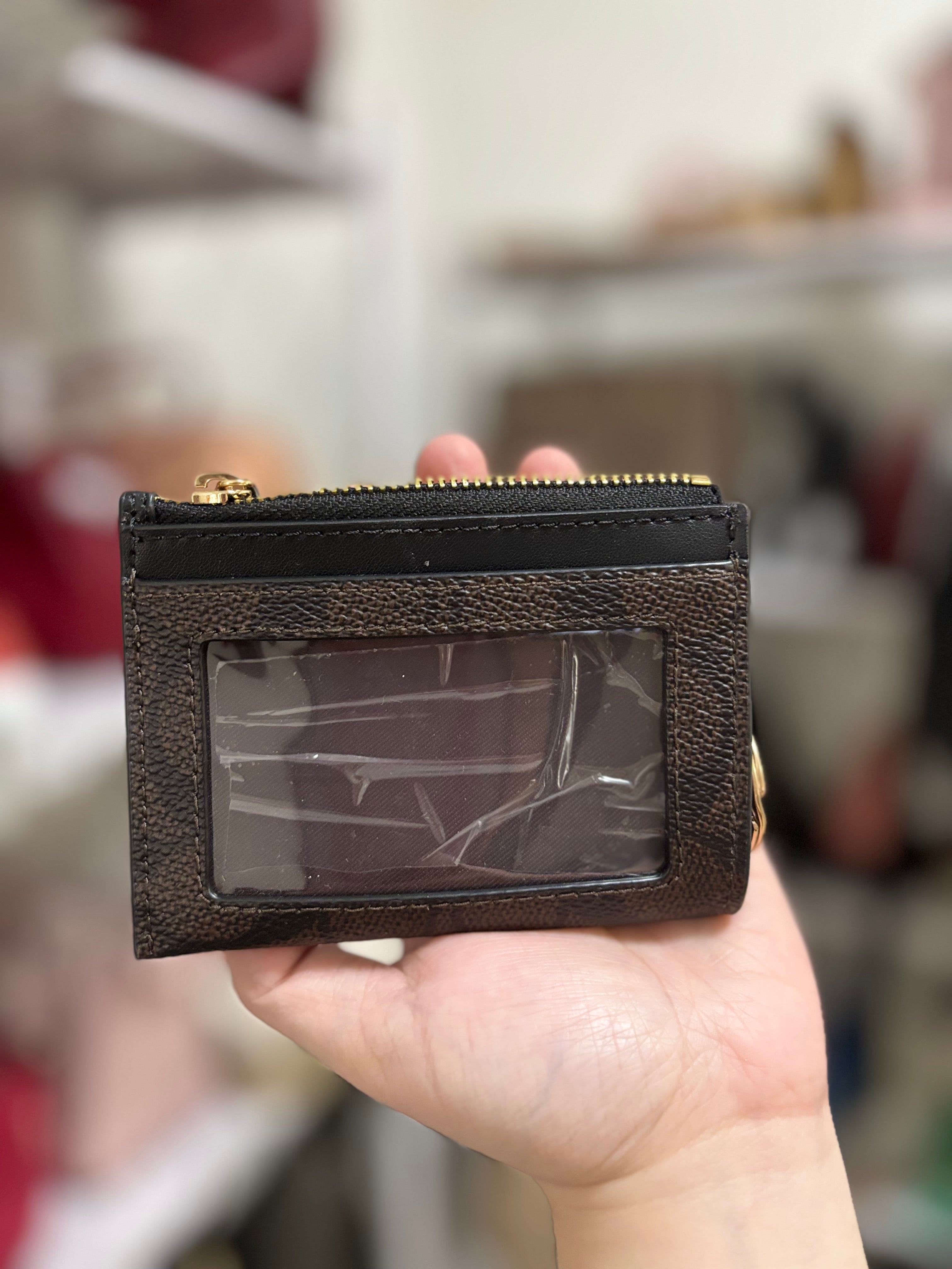COACH Mini Skinny Id Case In Signature Canvas - Mahogany