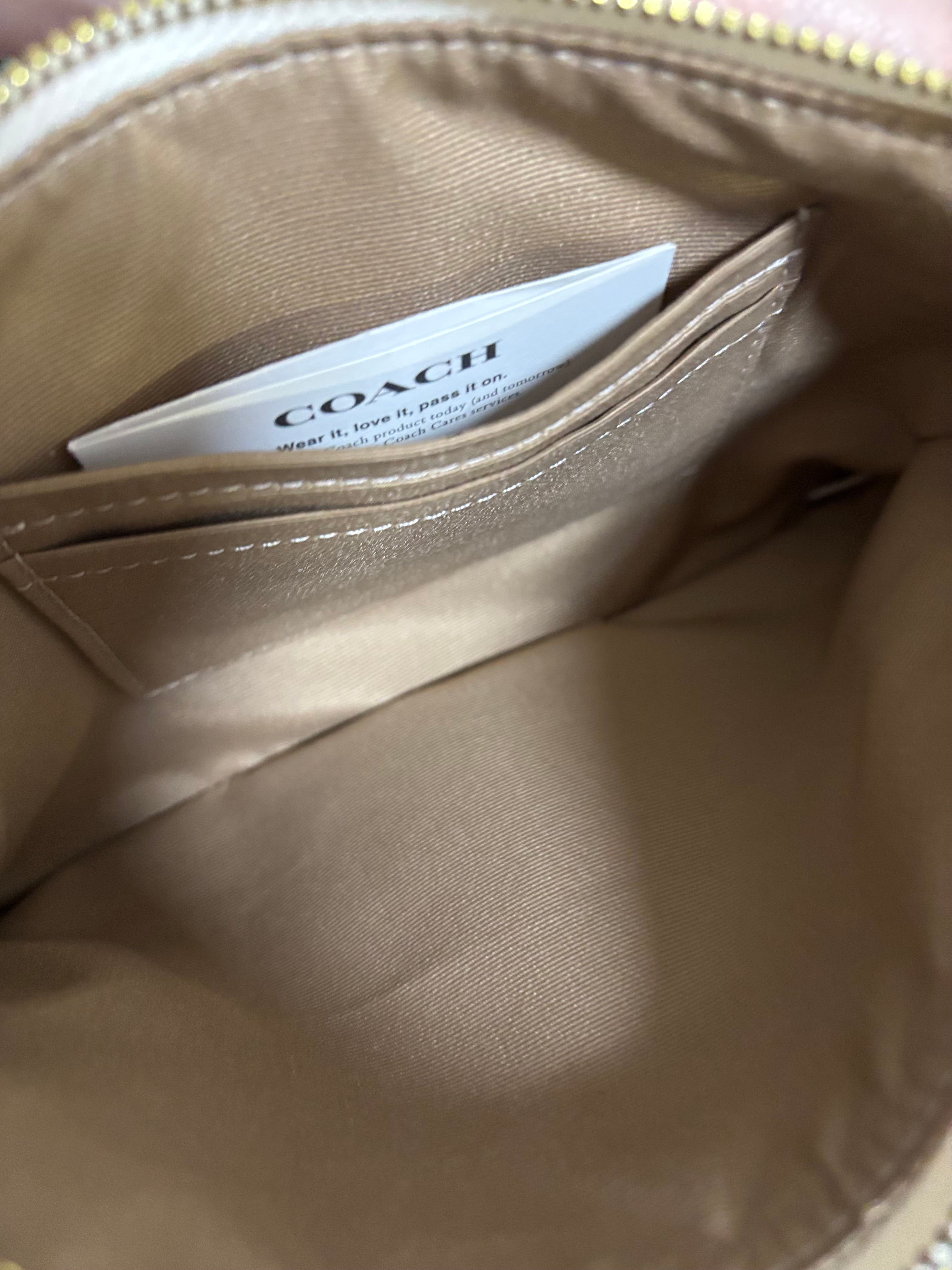 COACH Large Corner Zip Wristlet In White Signature Canvas