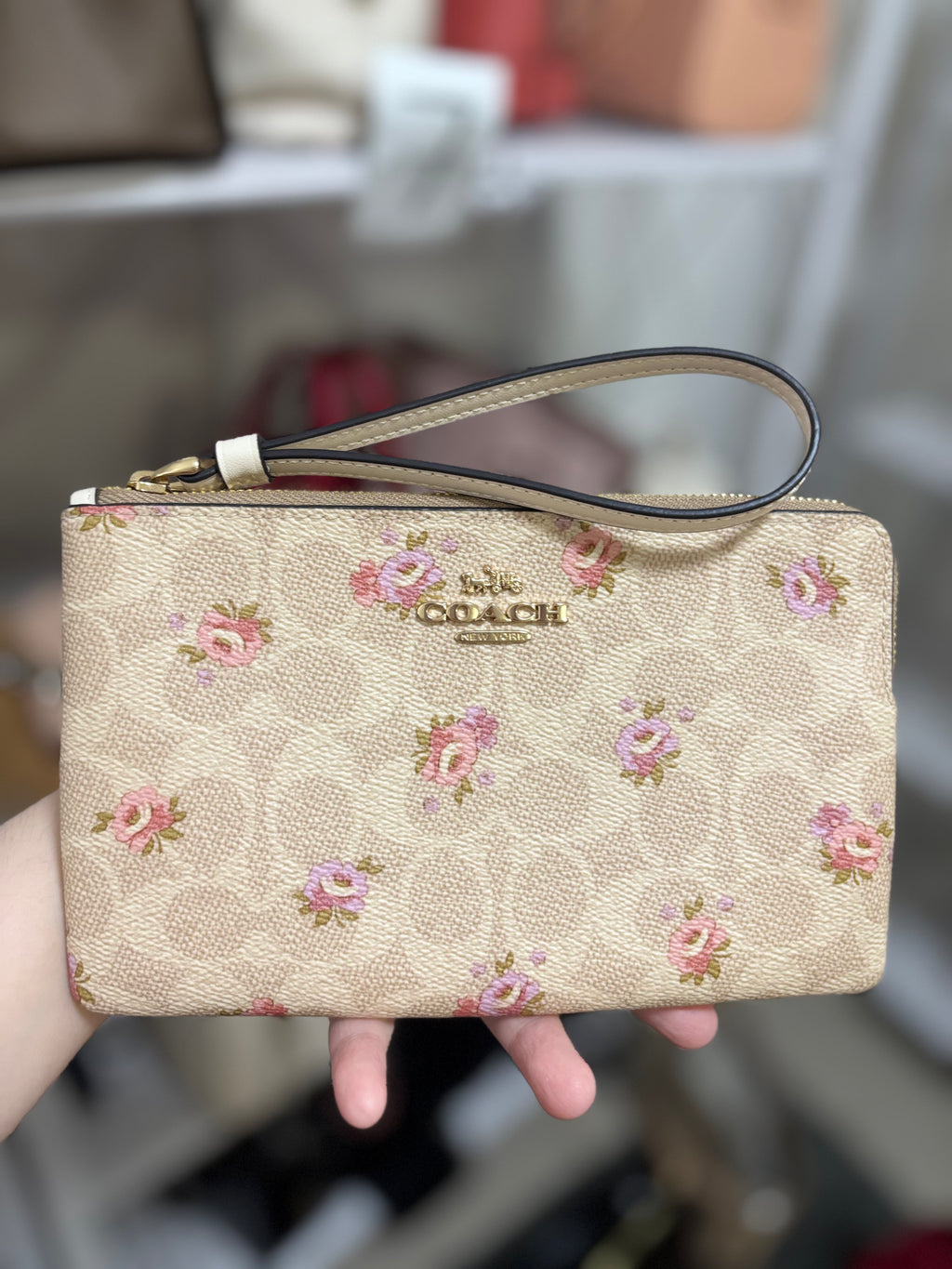 COACH Large Corner Zip Wristlet In Signature Canvas Floral