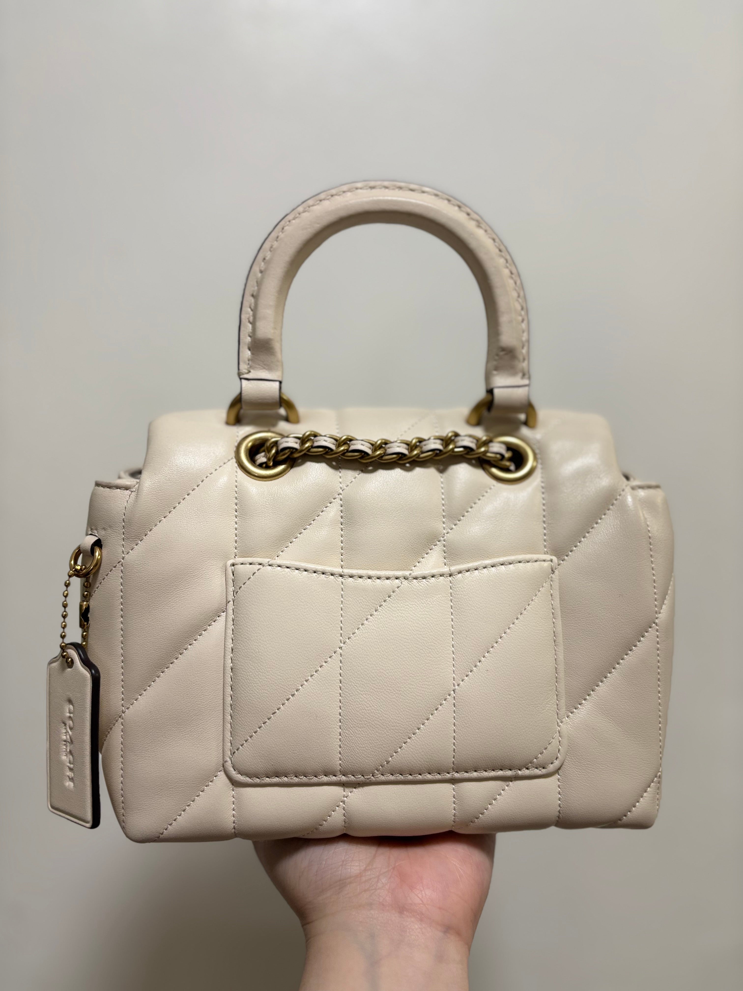 COACH Tabby Top Handle with Sling (Black, Brown, White)