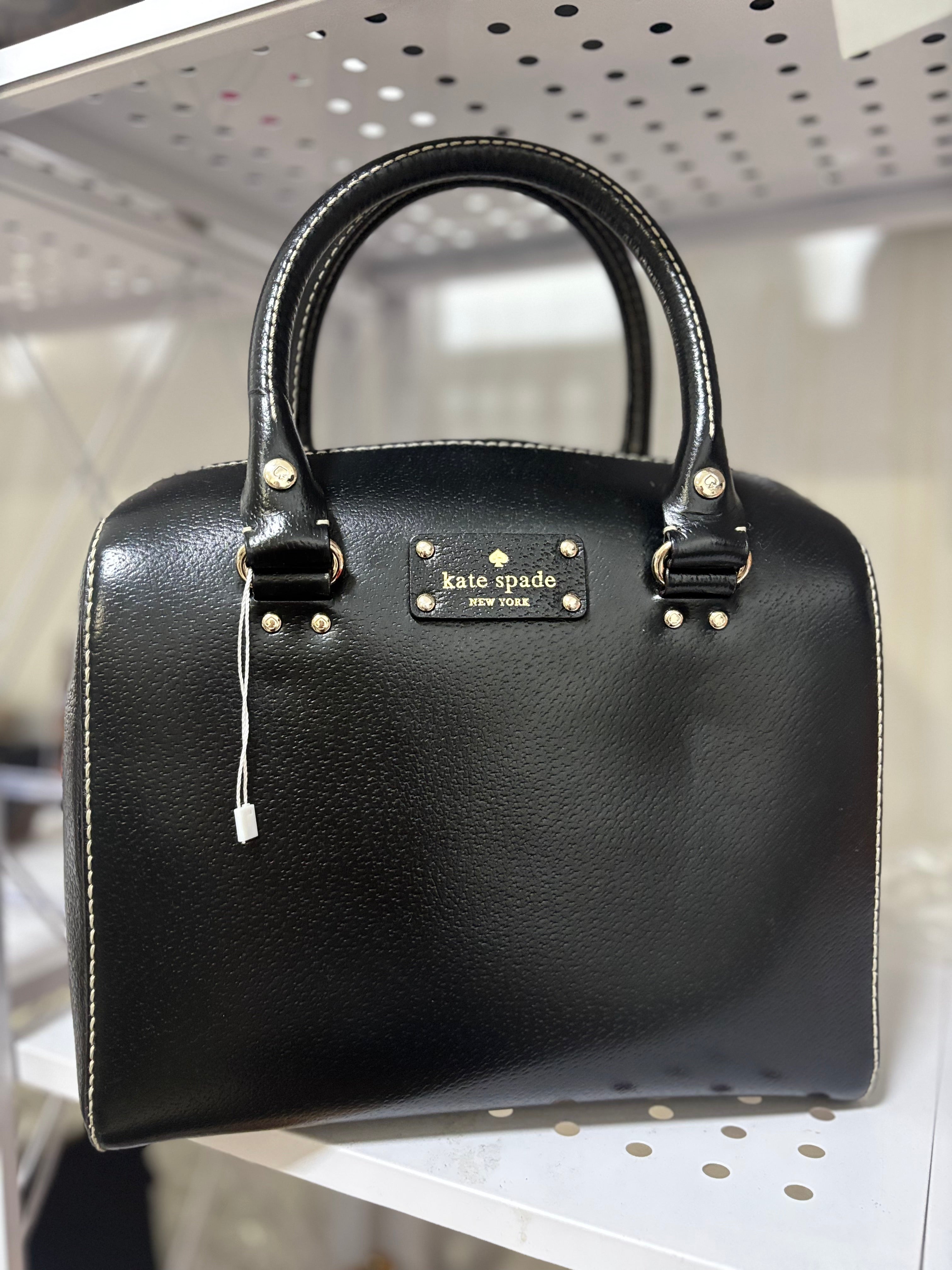 KATE SPADE Wellesley Alessa Satchel (Black Leather)