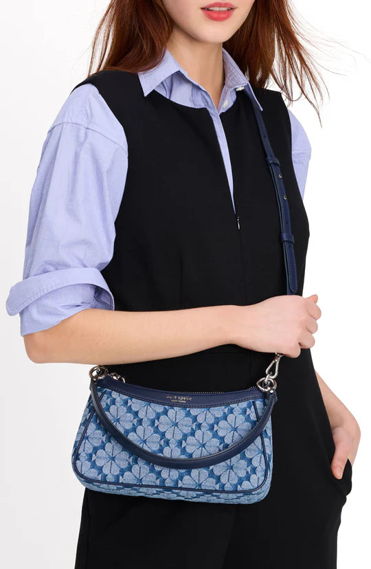 KATE SPADE Spade Flower Jacquard Denim Small Convertible Crossbody Bag