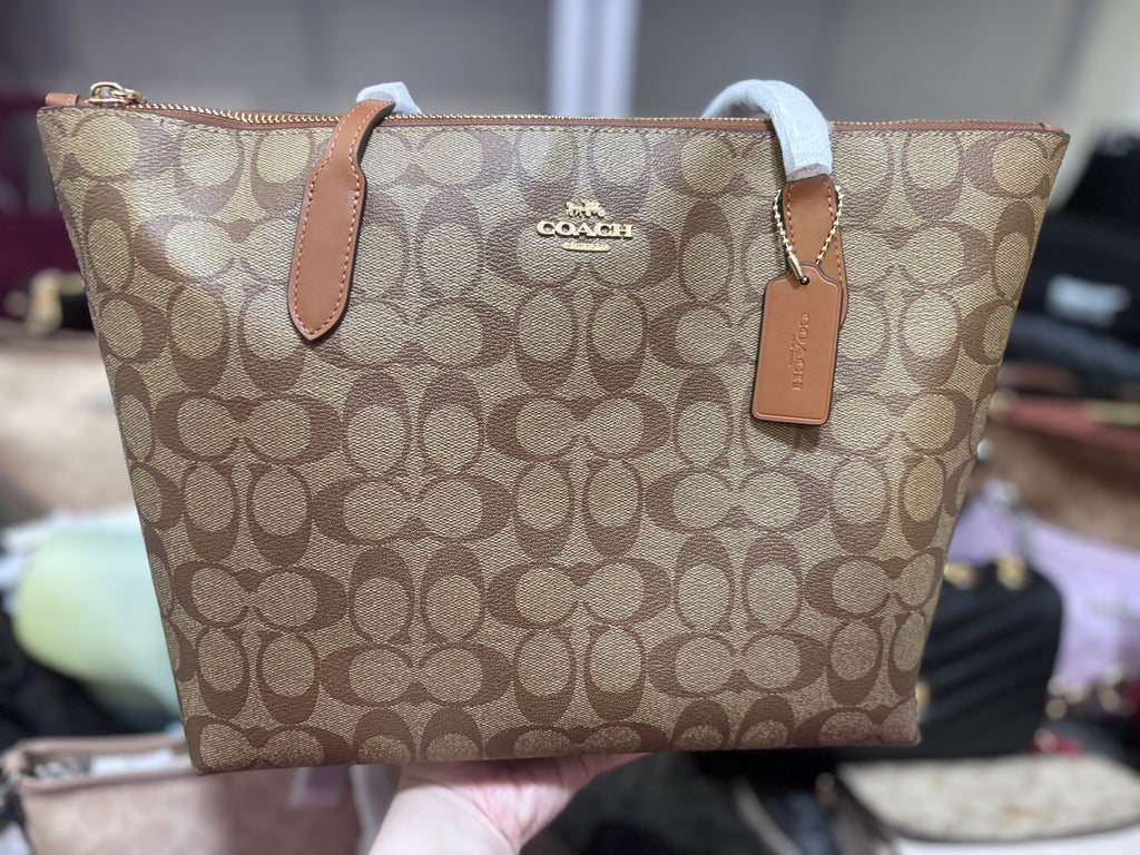 COACH Zip Top Tote - Brown