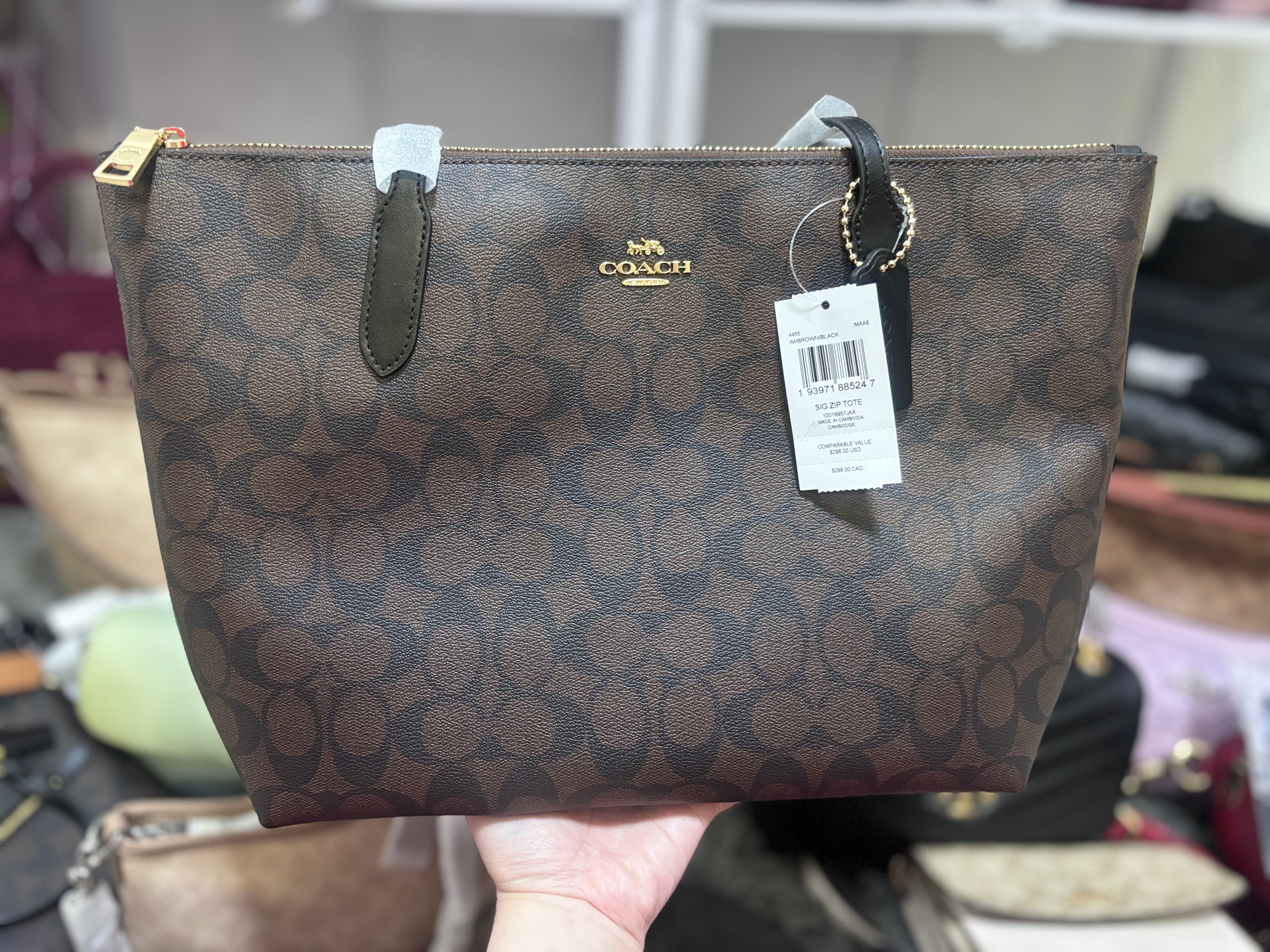 COACH Zip Top Tote - Mahogany