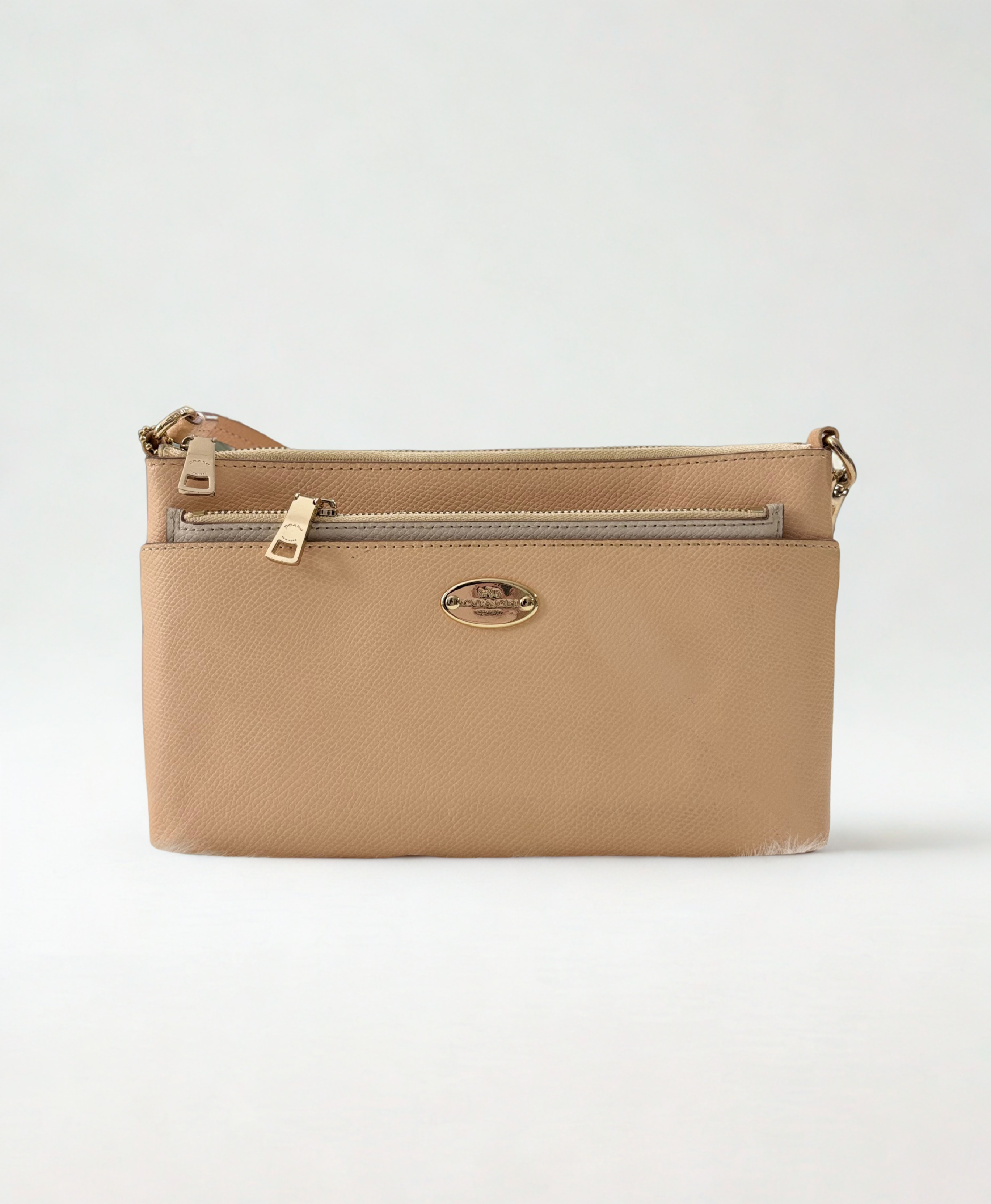 COACH Crossgrain Leather Wristlet with Removable Leather Pouch
