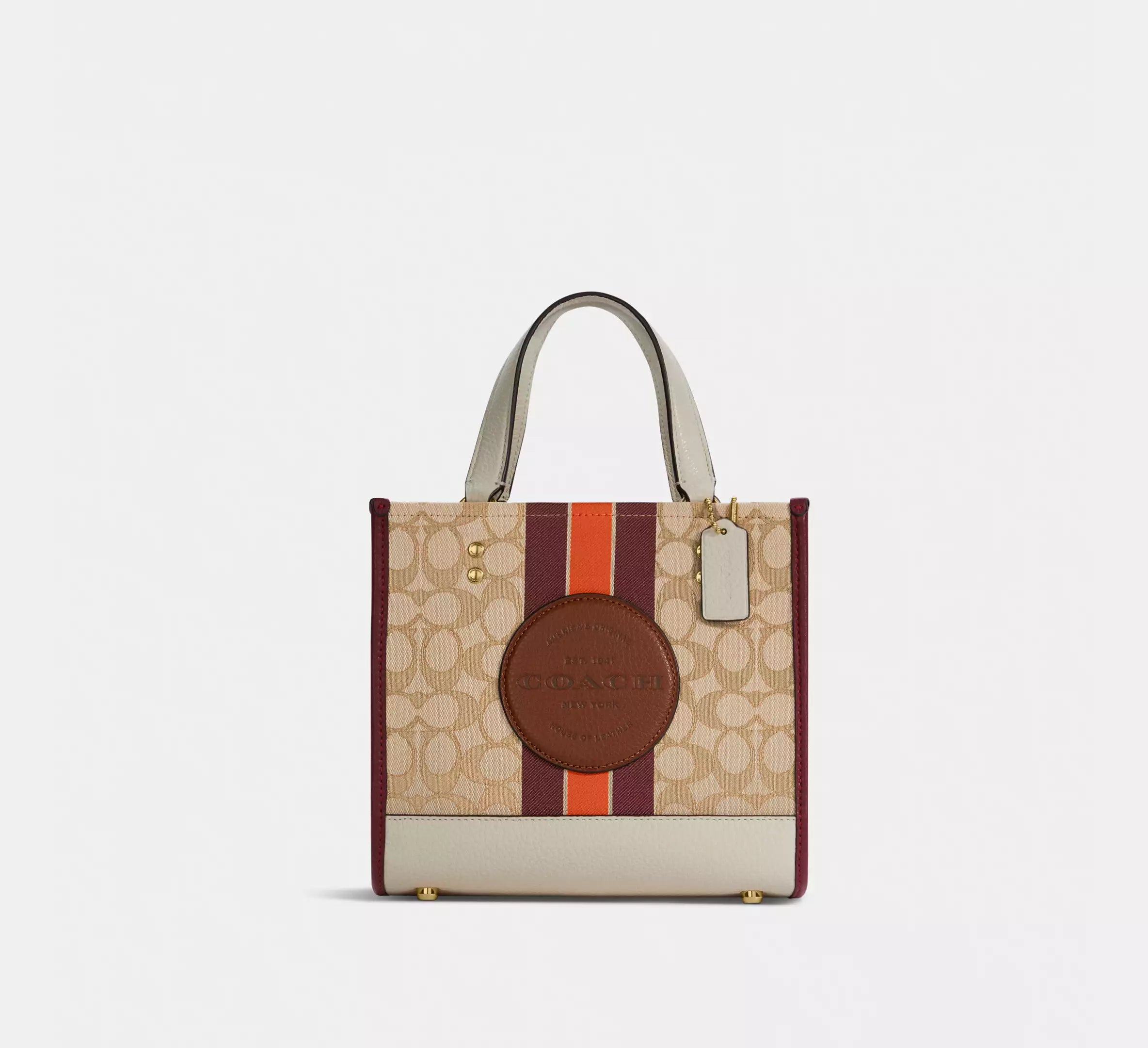 COACH Dempsey Tote Bag 22 In Signature Jacquard With Stripe And Coach Patch