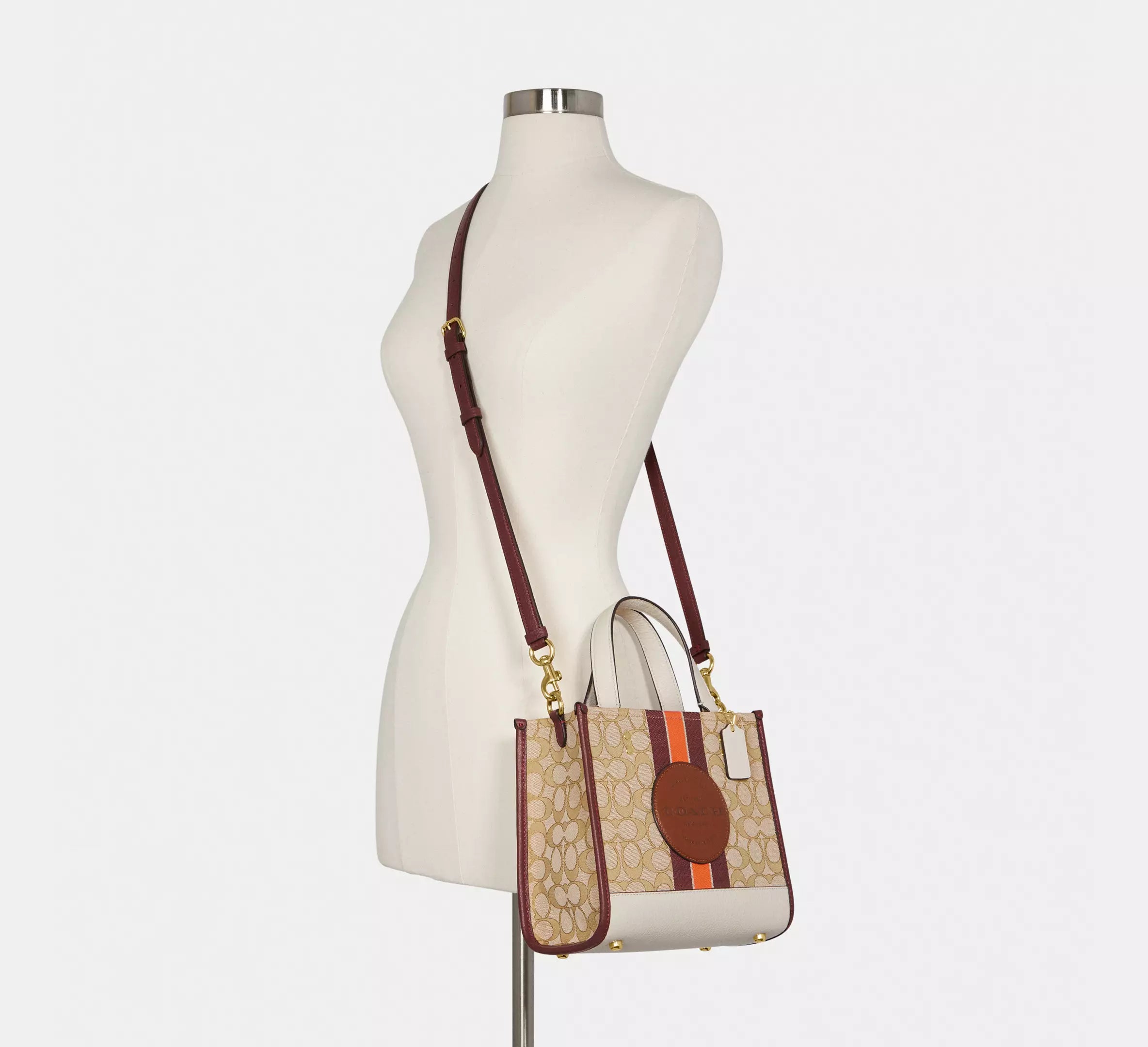 COACH Dempsey Tote Bag 22 In Signature Jacquard With Stripe And Coach Patch