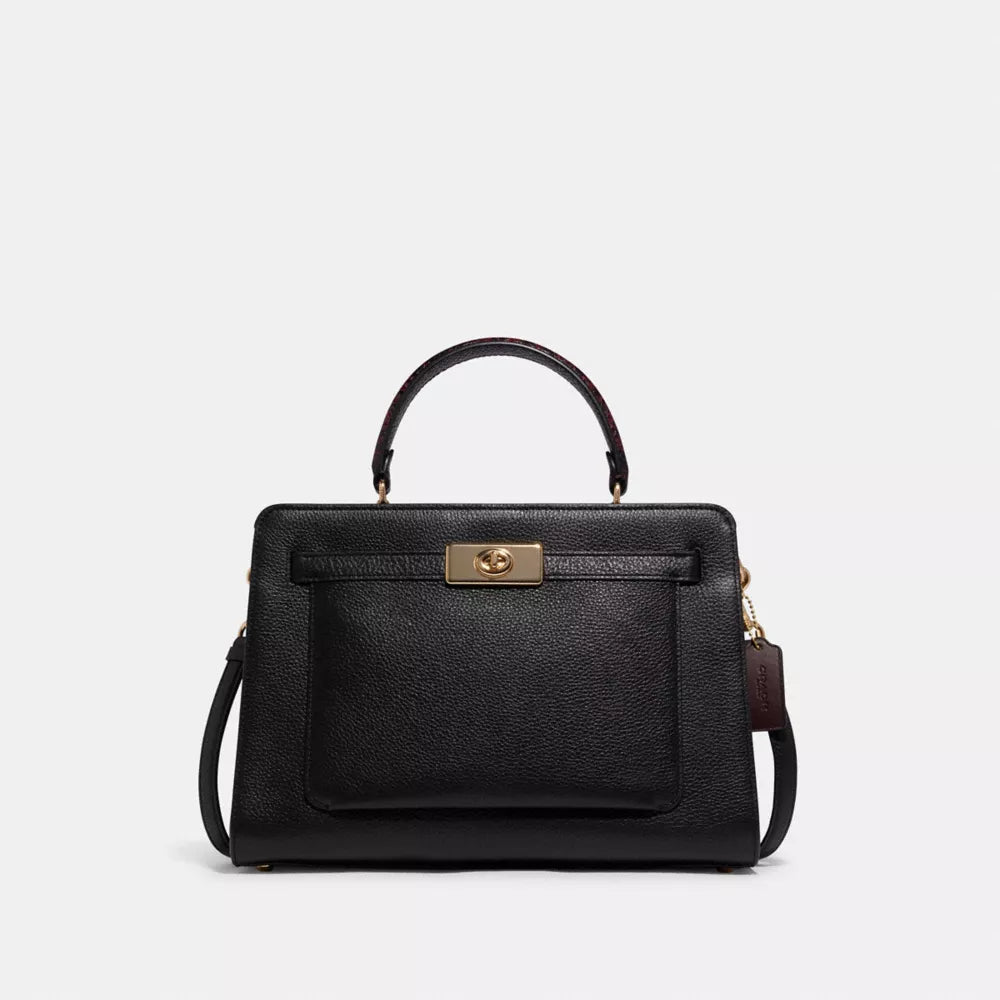 COACH Mini Lane Carryall Black Snake Pattern Handle